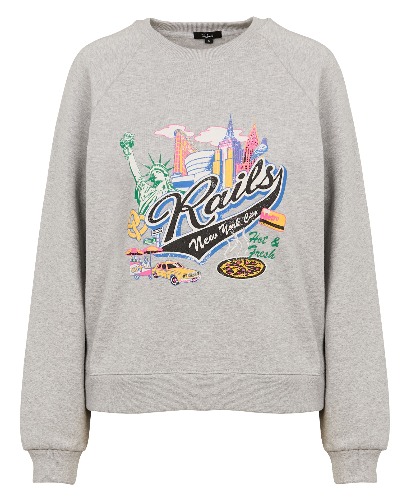 Sweat droit col rond sérigraphié en coton RAILS Gris
