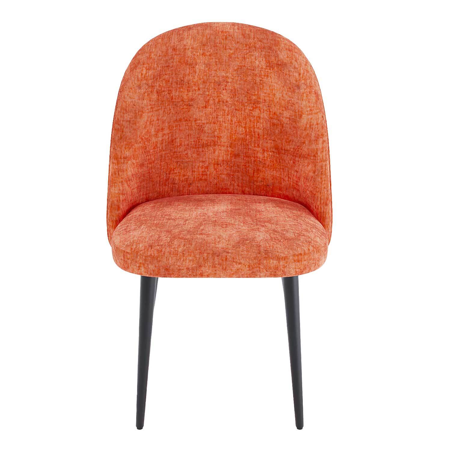 Set of 2 black fabric & metal chairs Orange