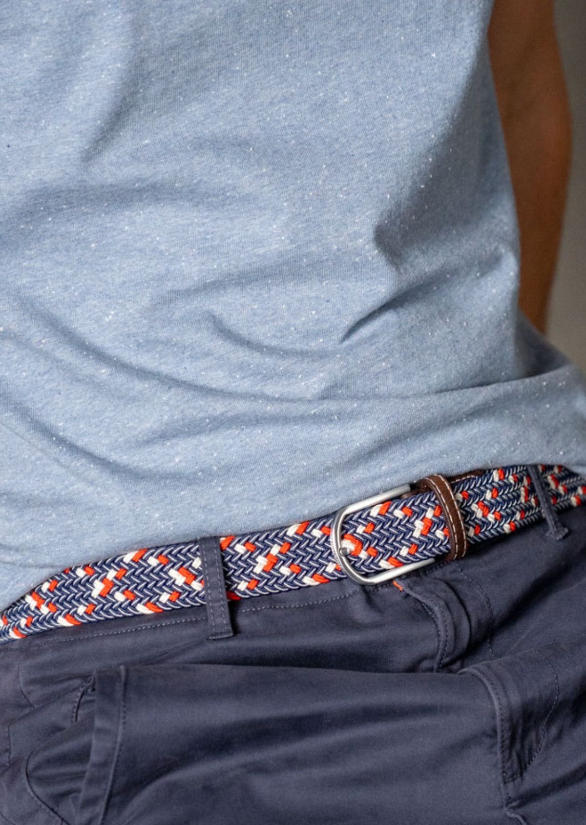 Multicolored braided elastic belt BILLYBELT Blue