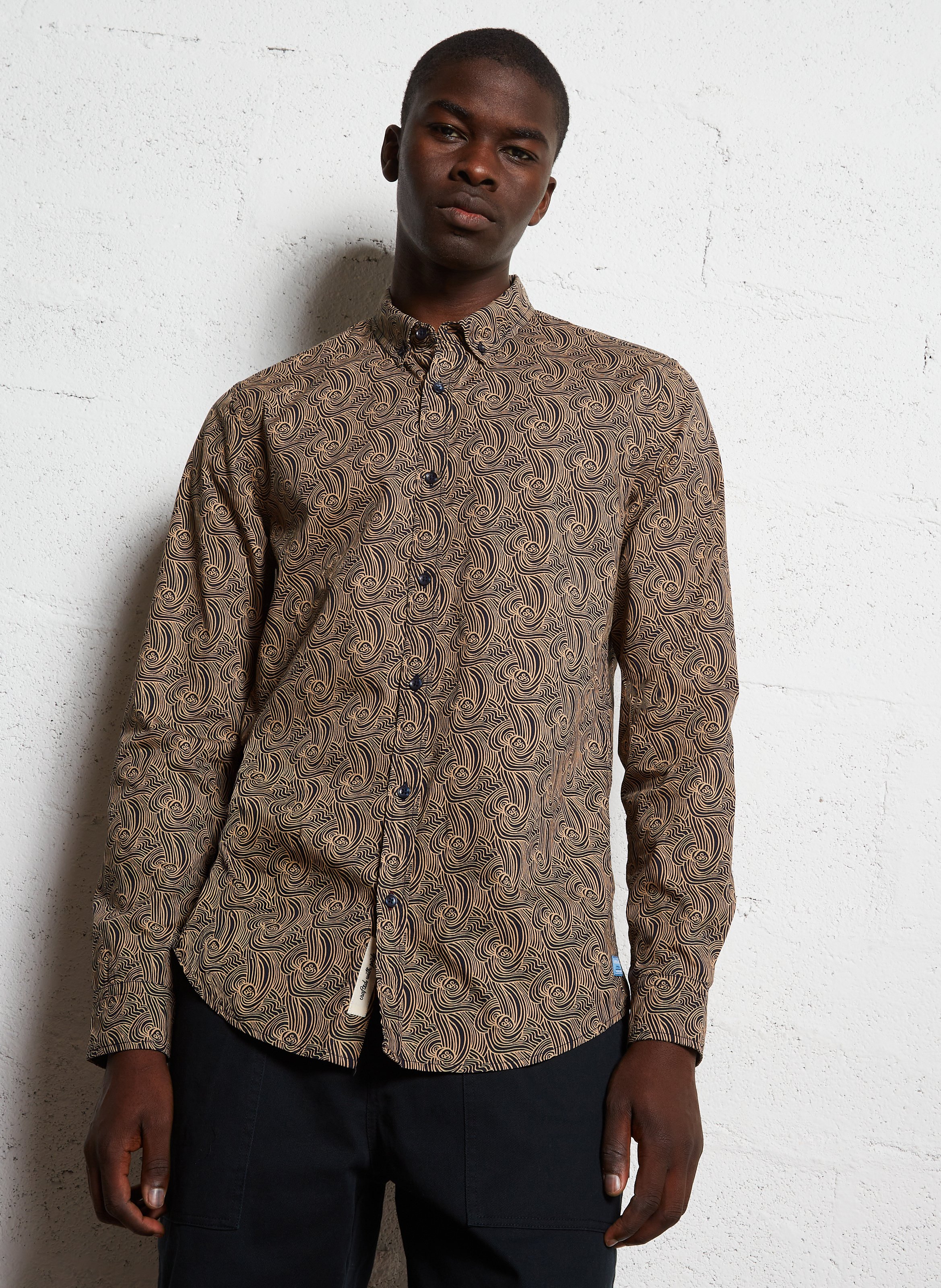 Recht, katoenen overhemd met print SCOTCH AND SODA Beige