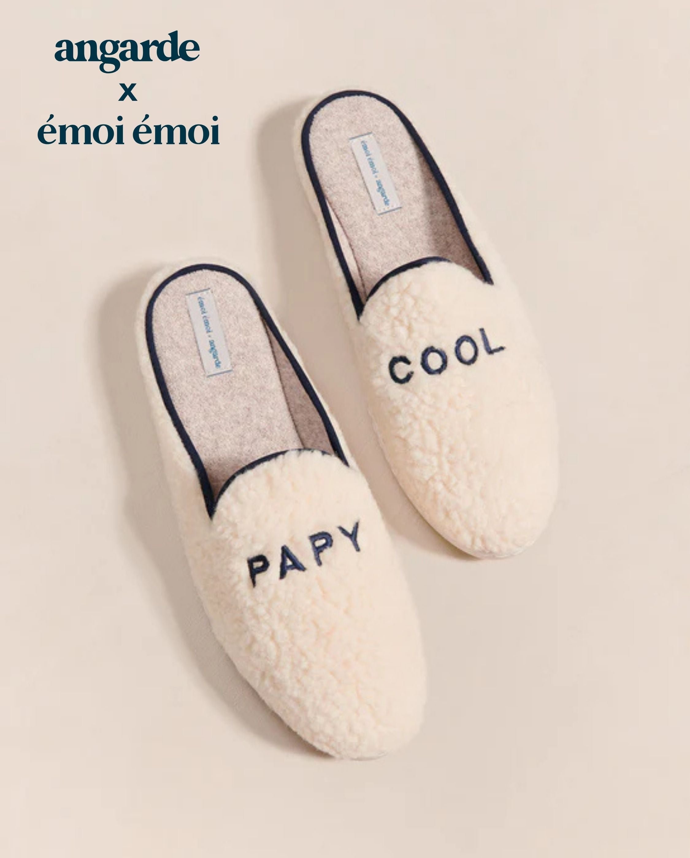 Mule homme papy cool, collab' x émoi émoi ANGARDE Blanc