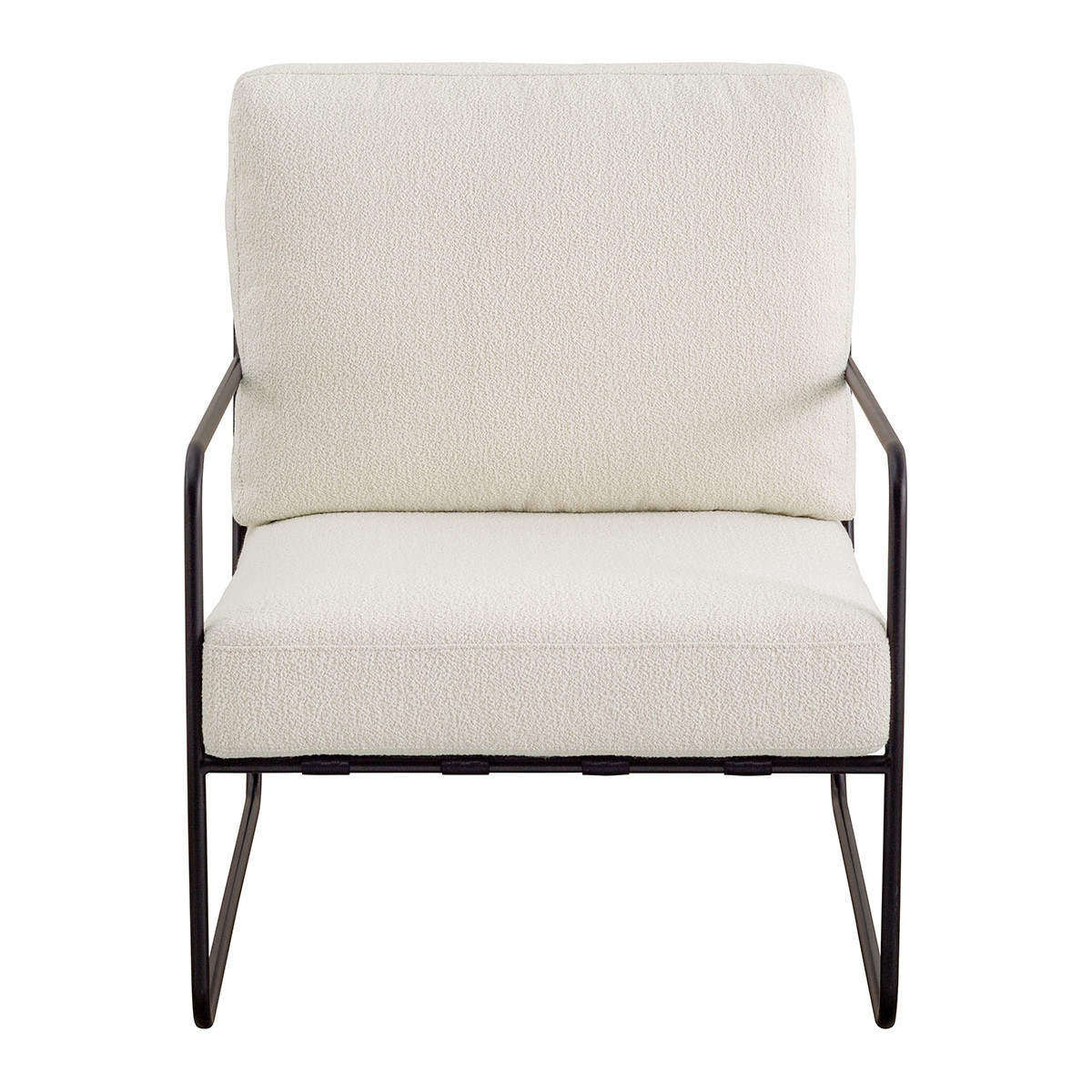 Fauteuil en bouclette et métal BLANC D'IVOIRE Blanc