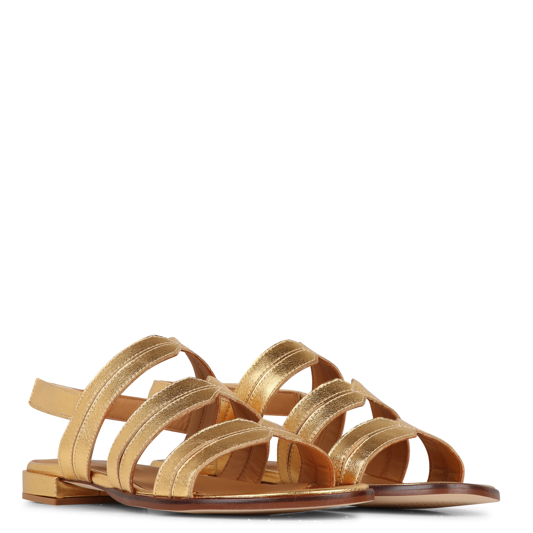 Sandales plates en cuir métallisé KOSMA MENORCA Doré