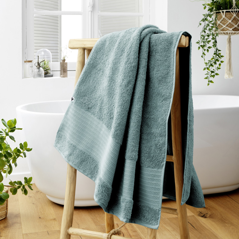 100% combed cotton bath towel L'EFFET PAPILLON Blue