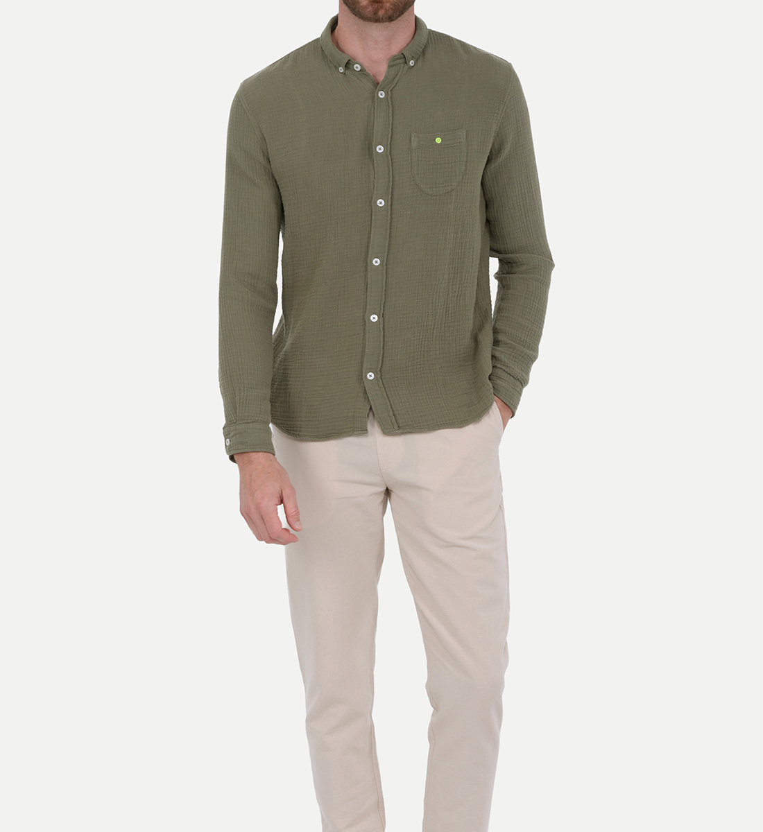 Cotton gauze shirt Khaki