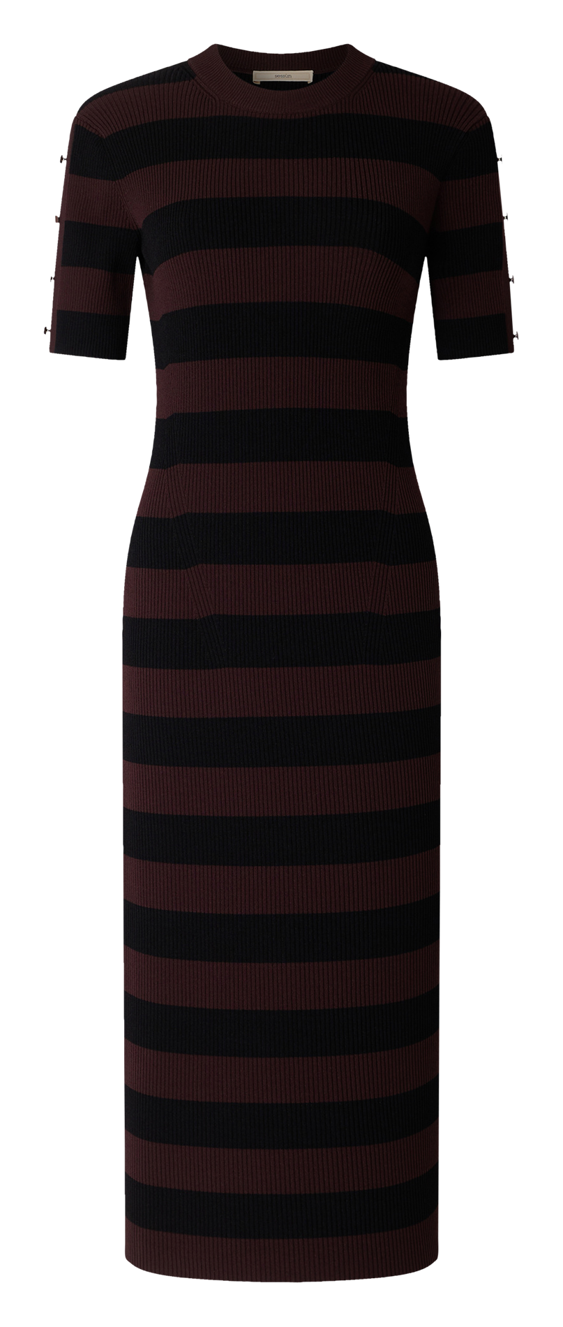 Robe longue ajustée à rayures SESSUN Noir