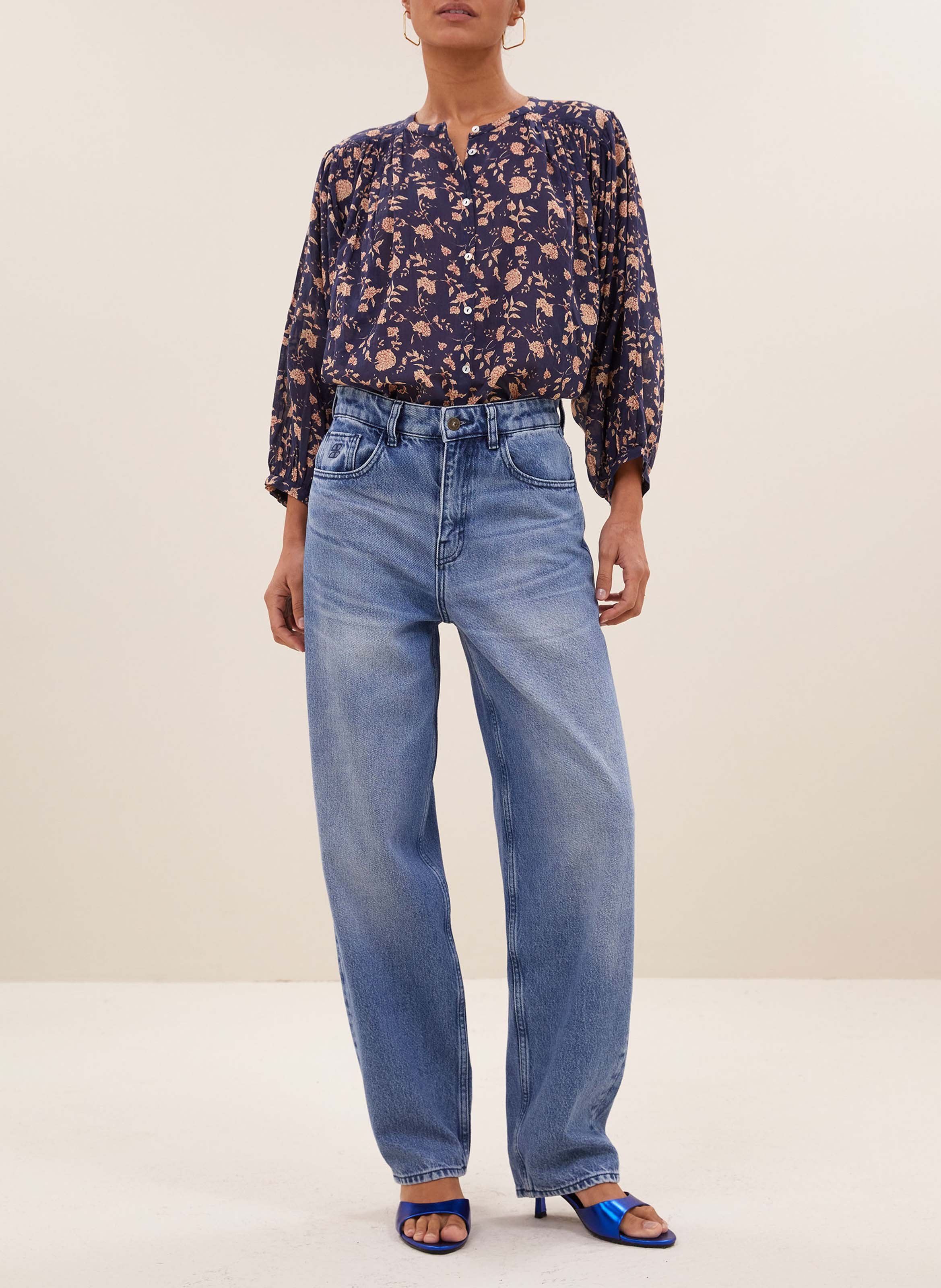 Blouse col rond imprimée BY BAR Bleu