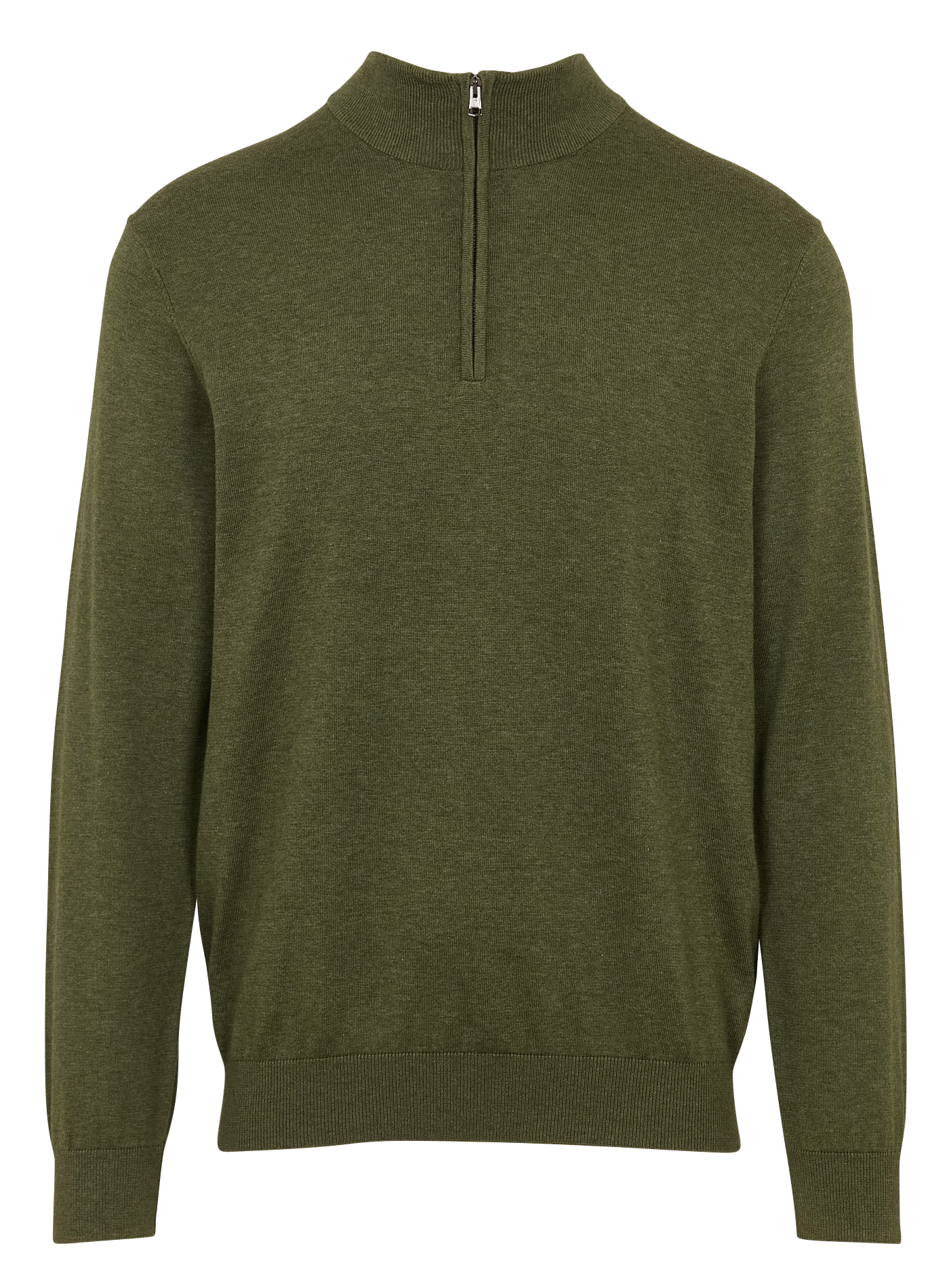 Straight cut zip-neck sweater in mixed cotton. FACONNABLE Green