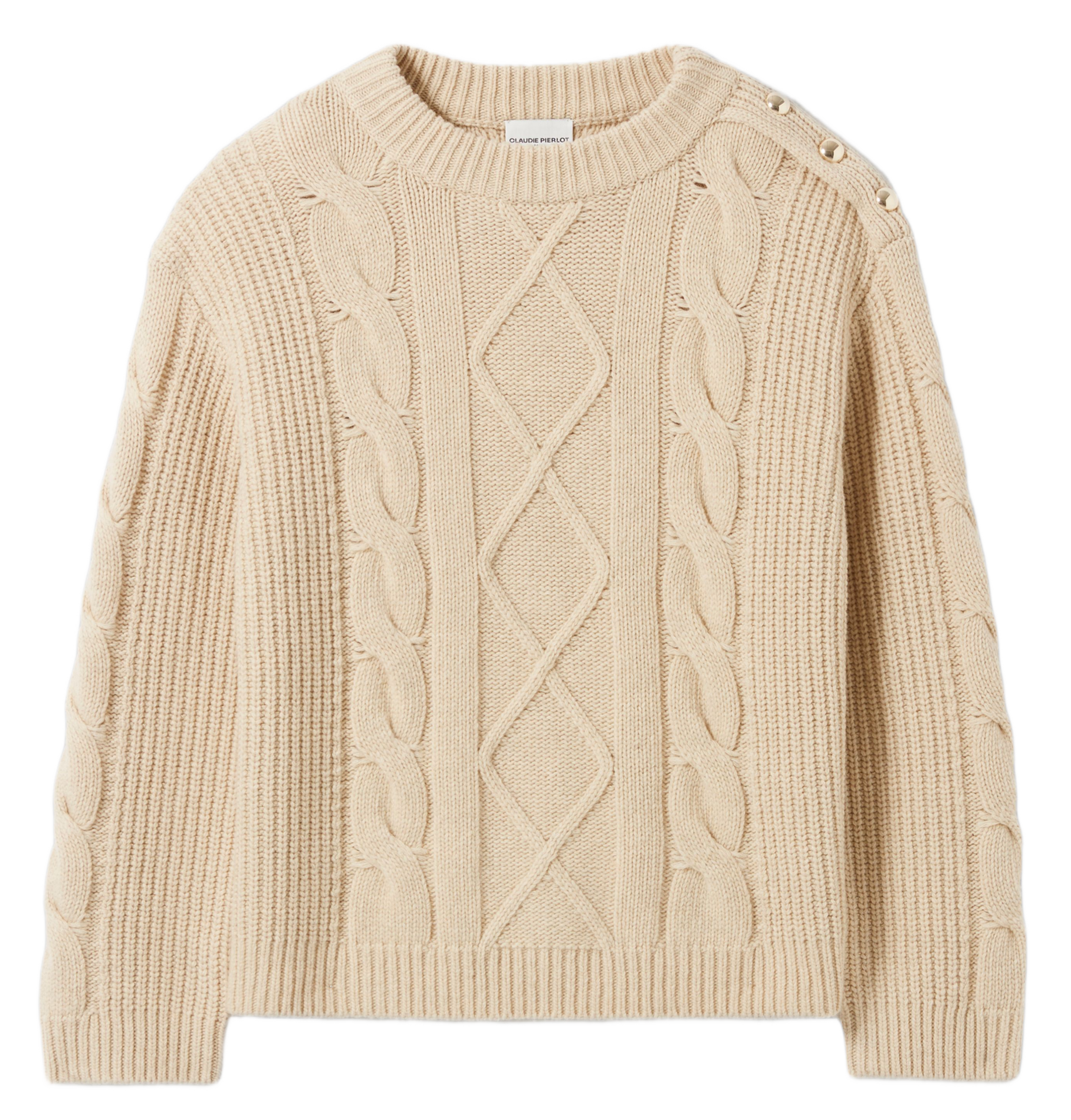 Pull oversize col rond en laine mélangée CLAUDIE PIERLOT Beige
