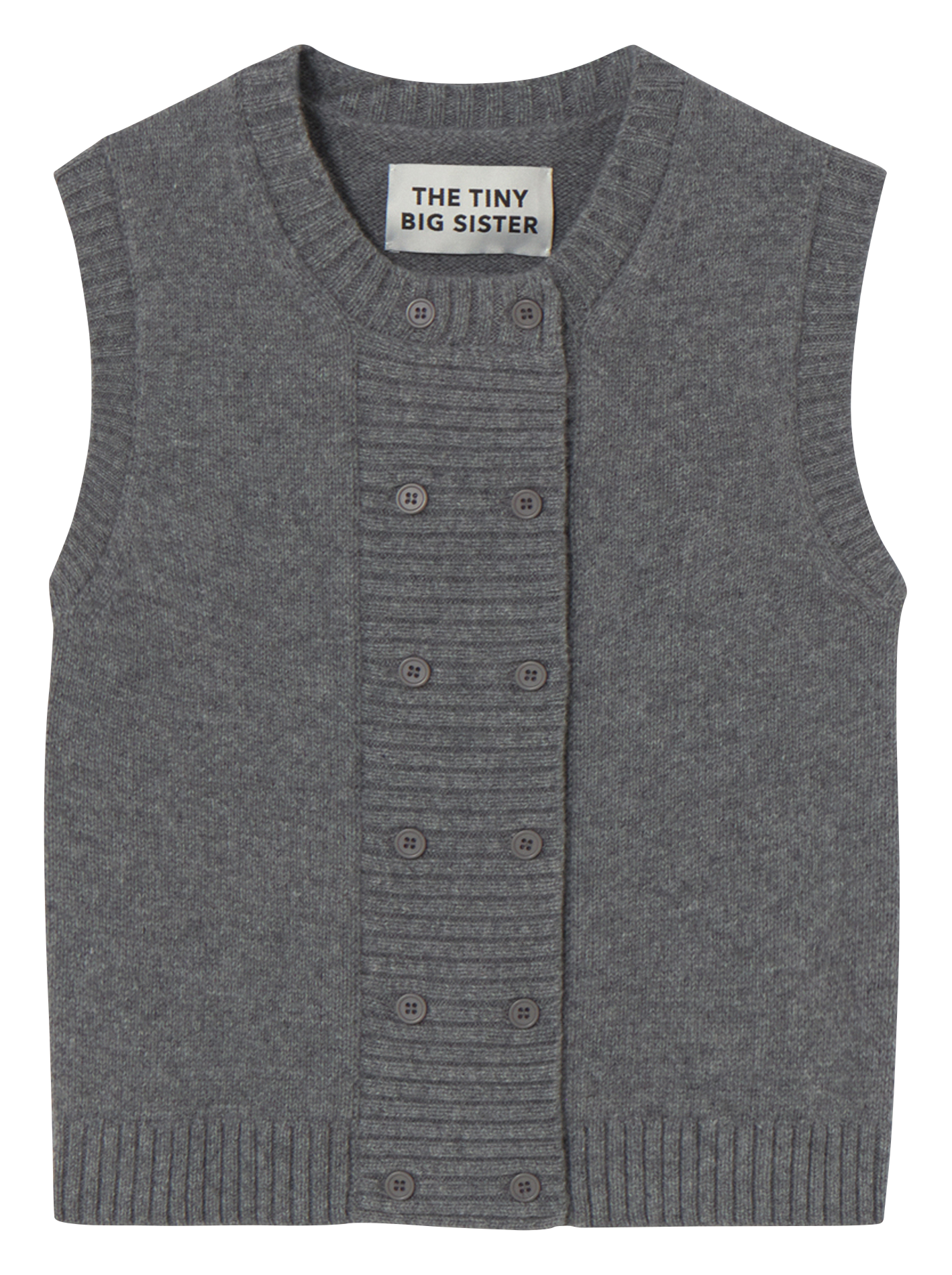 Top col rond en laine THE TINY BIG SISTER Gris