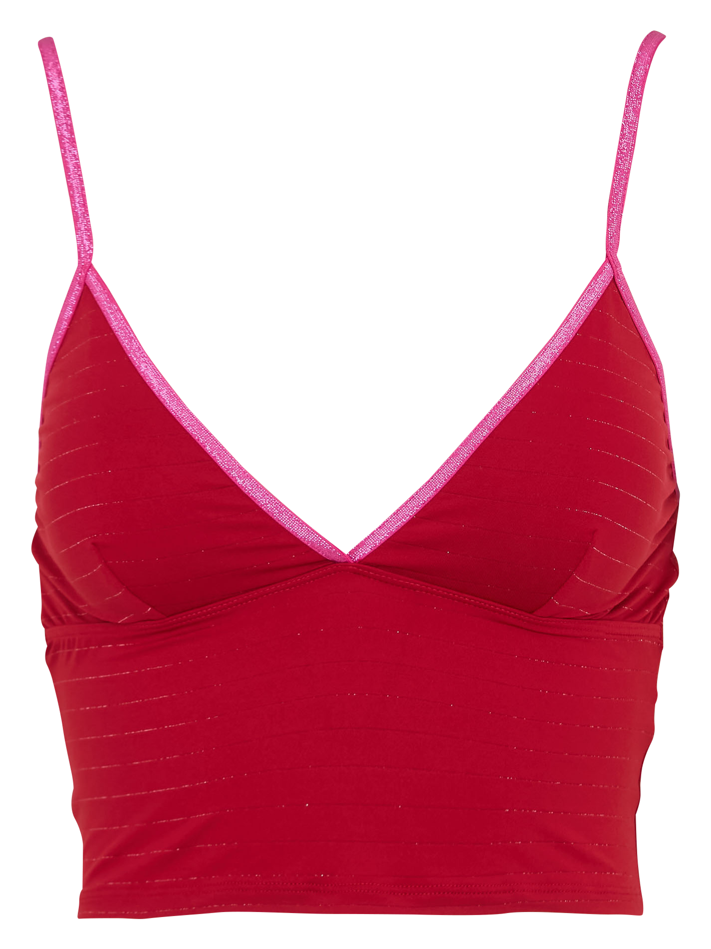 Top court ajusté à rayures métalliques LA NOUVELLE Rouge