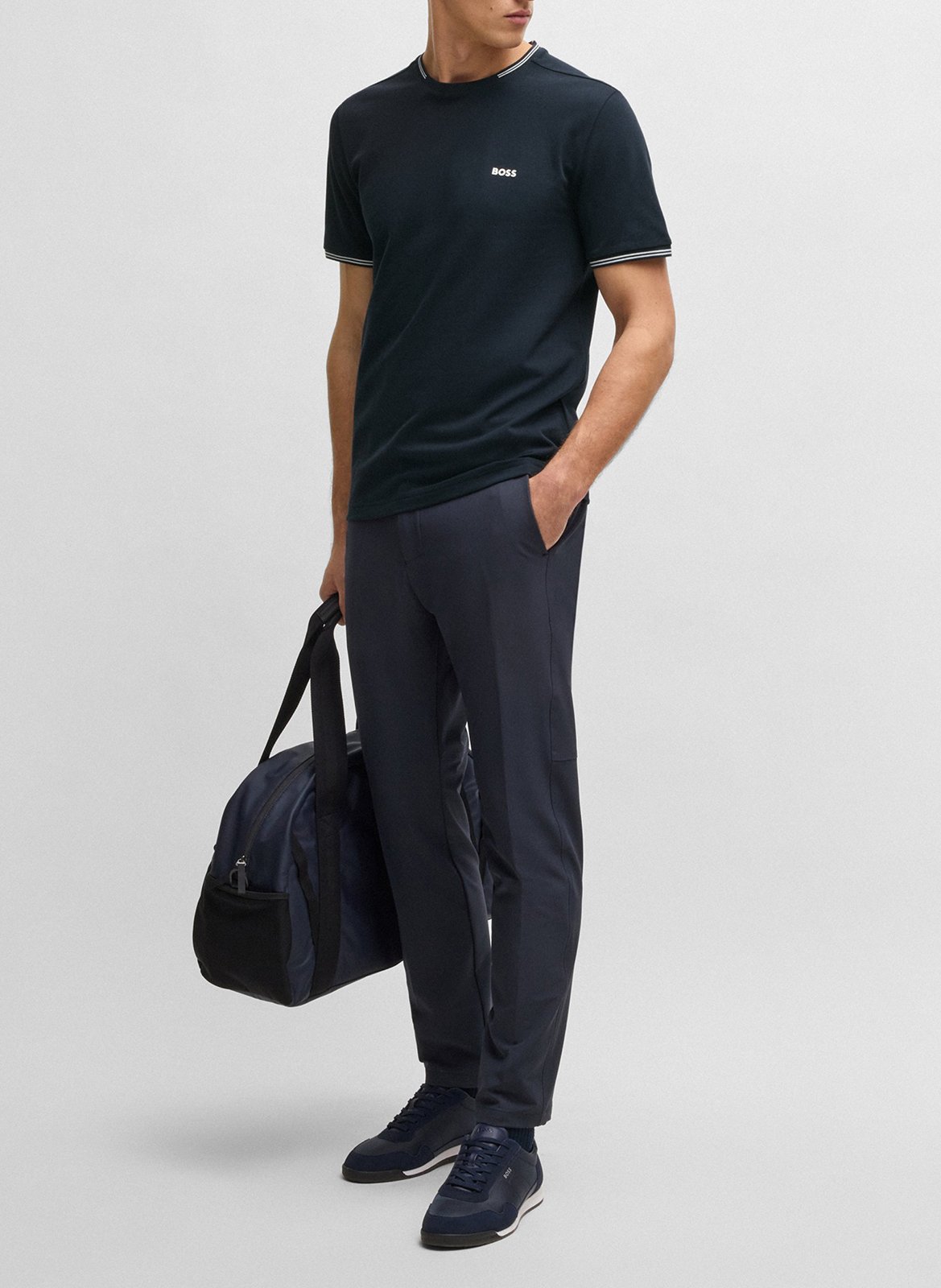 Basic cotton-mix T-shirt BOSS Blue