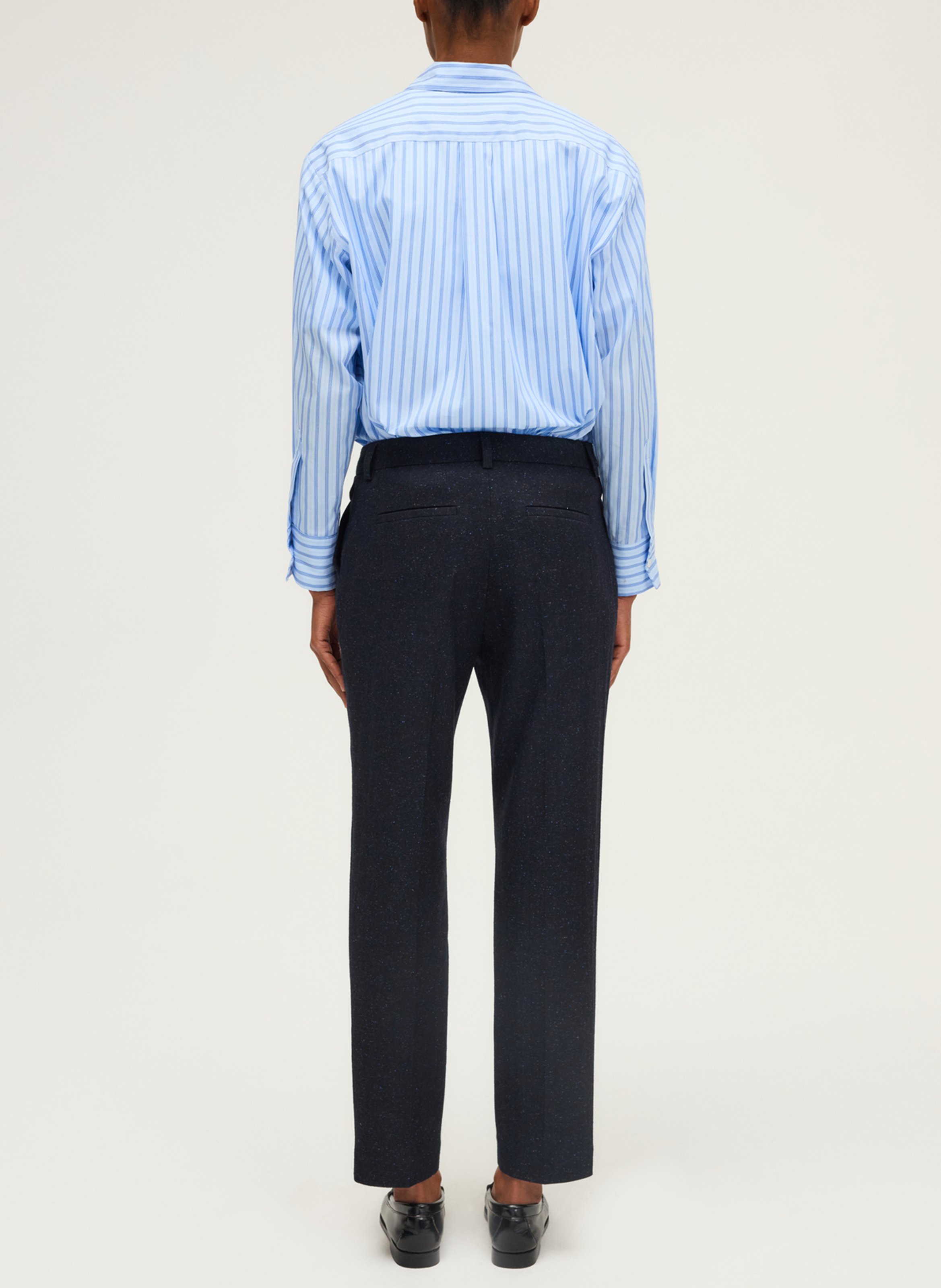 Pantalon droit en laine mélangée PABLO Bleu