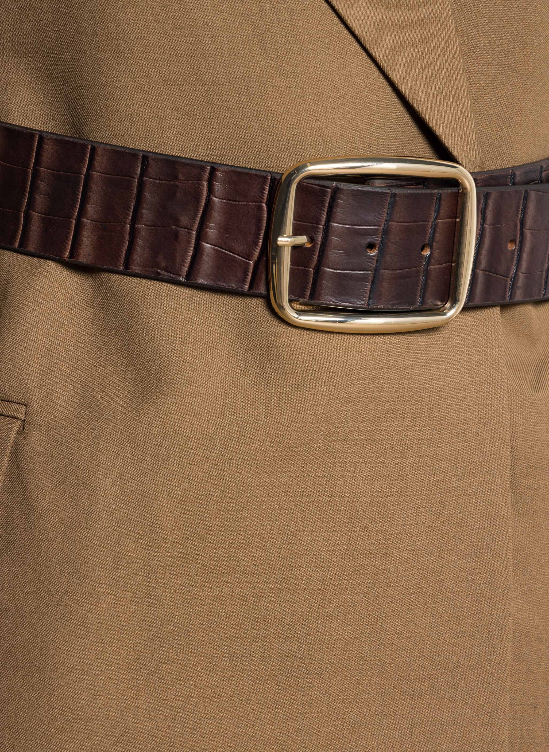 Ceinture en cuir embossée croco SUD EXPRESS Marron