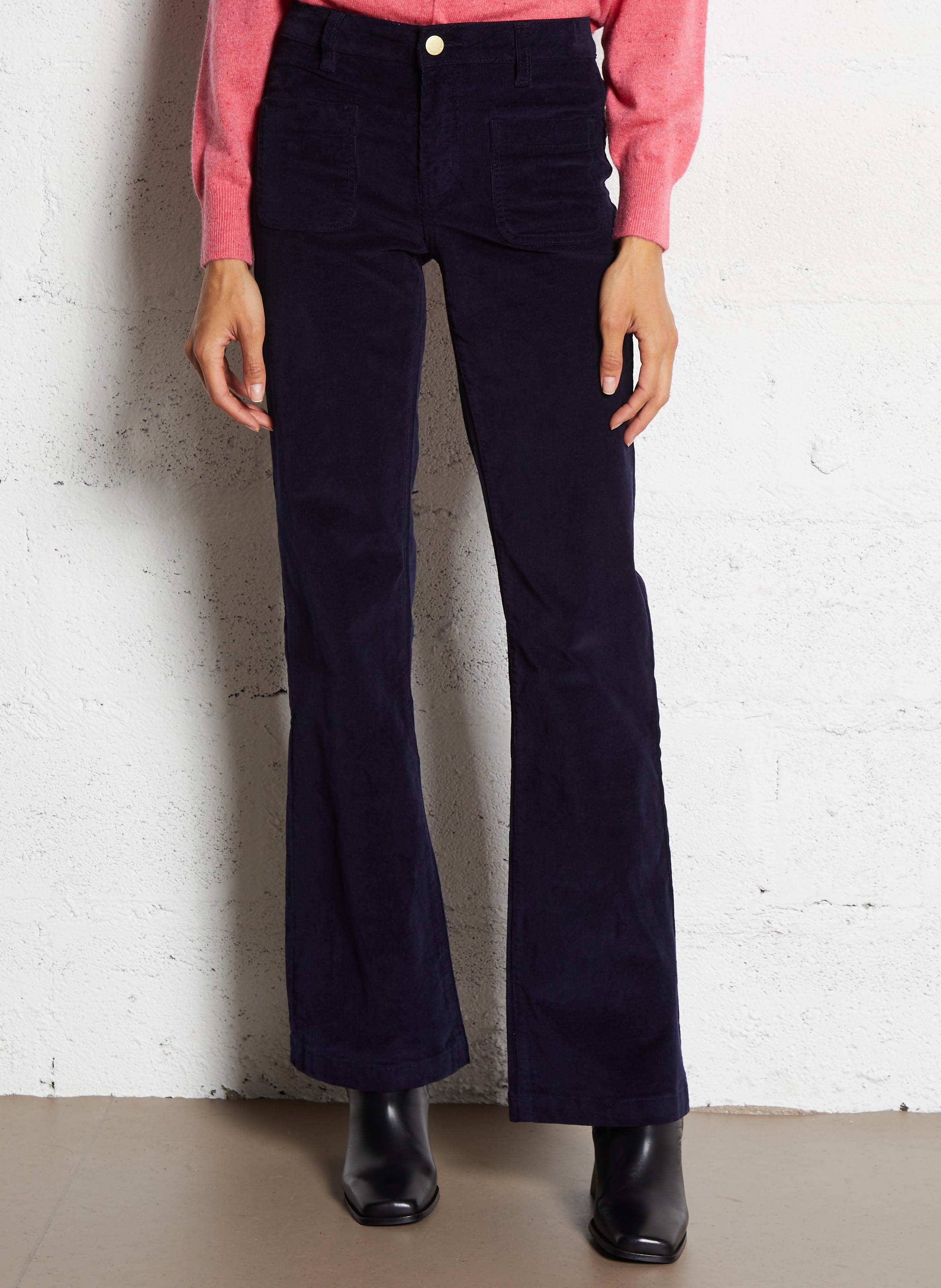 Pantalon droit velours uni LA PETITE ETOILE Bleu