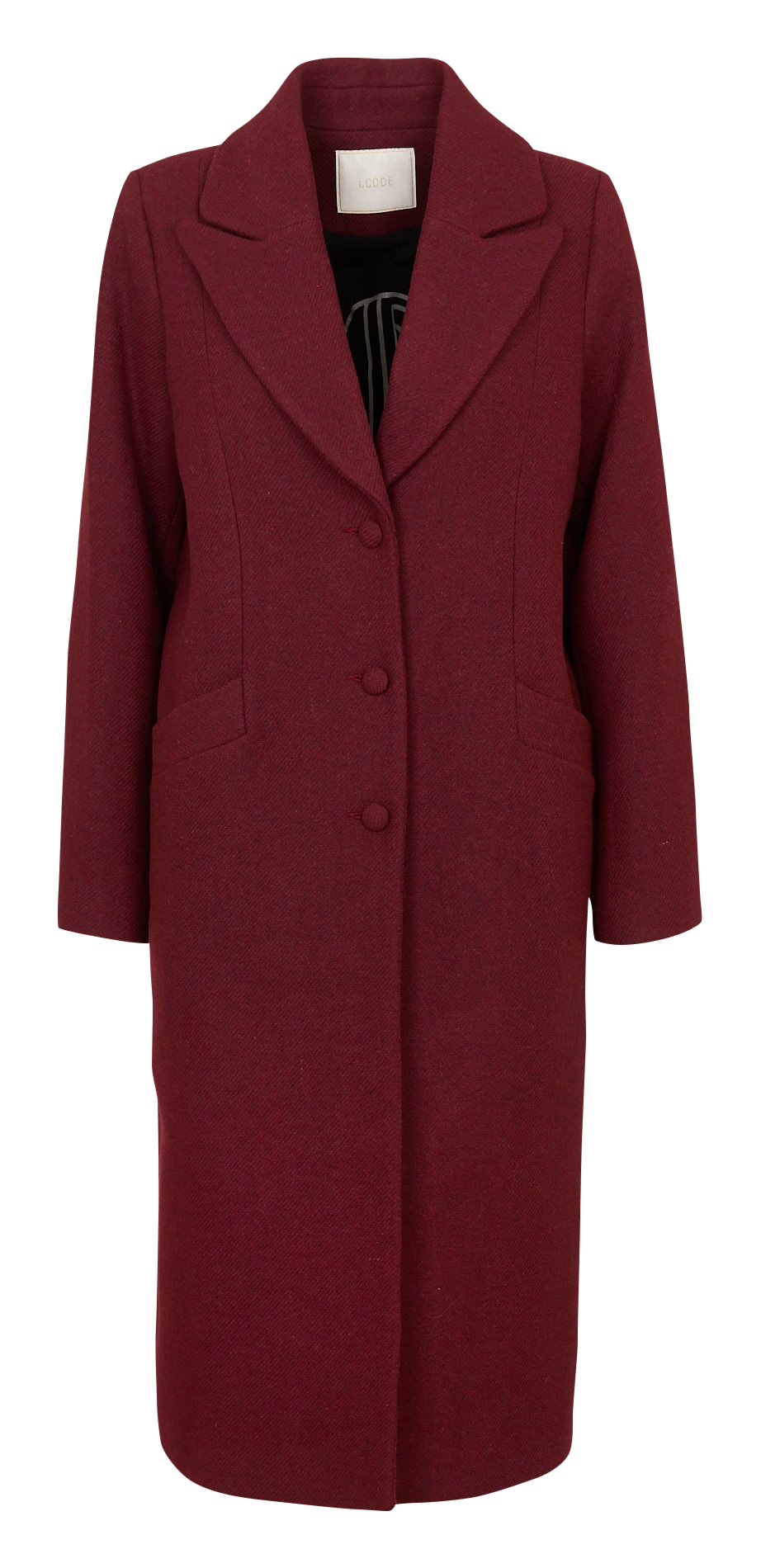 Long knit coat with tailored collar I CODE Red