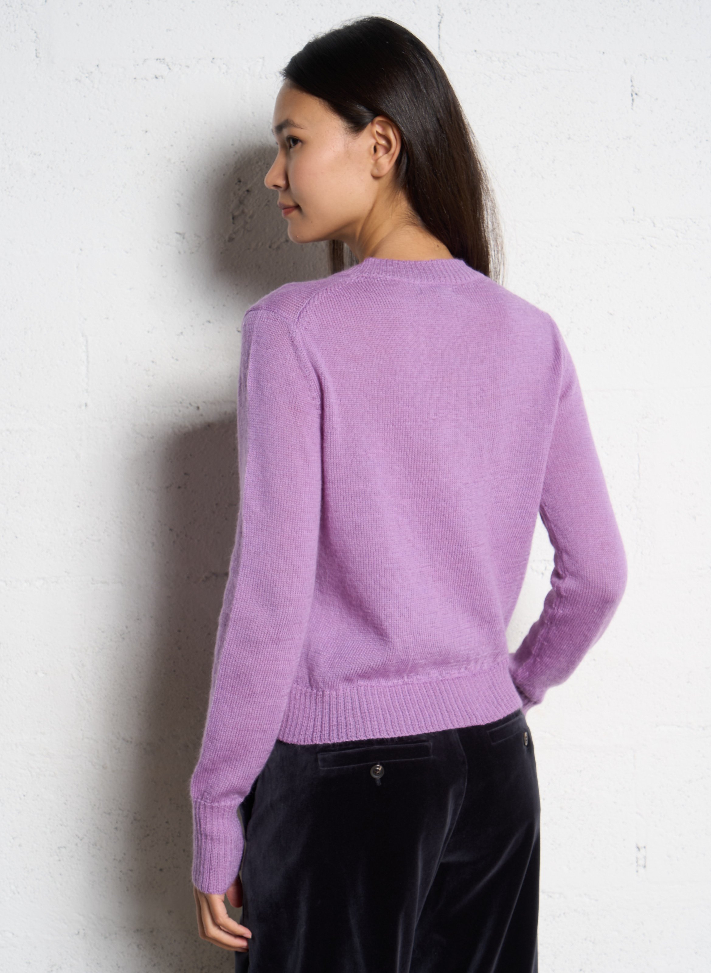 Straight round-neck vest in merino wool and alpaca SOEUR Purple