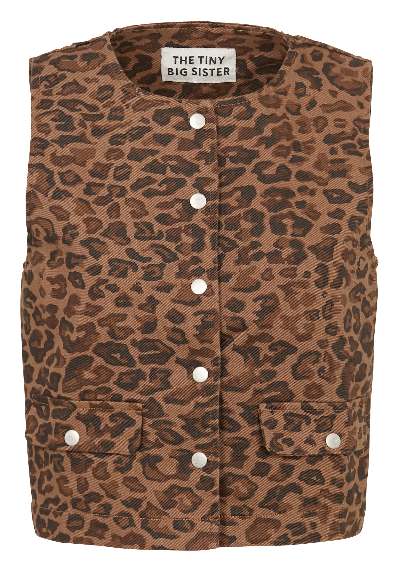 Veste droite col rond en coton THE TINY BIG SISTER Marron