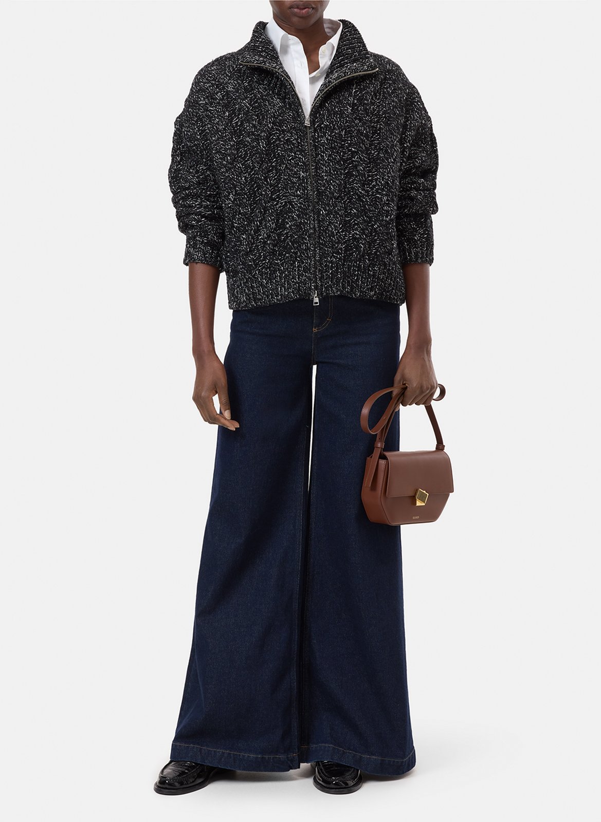 Gilet col rond en laine et en coton mélangé CLOSED Gris