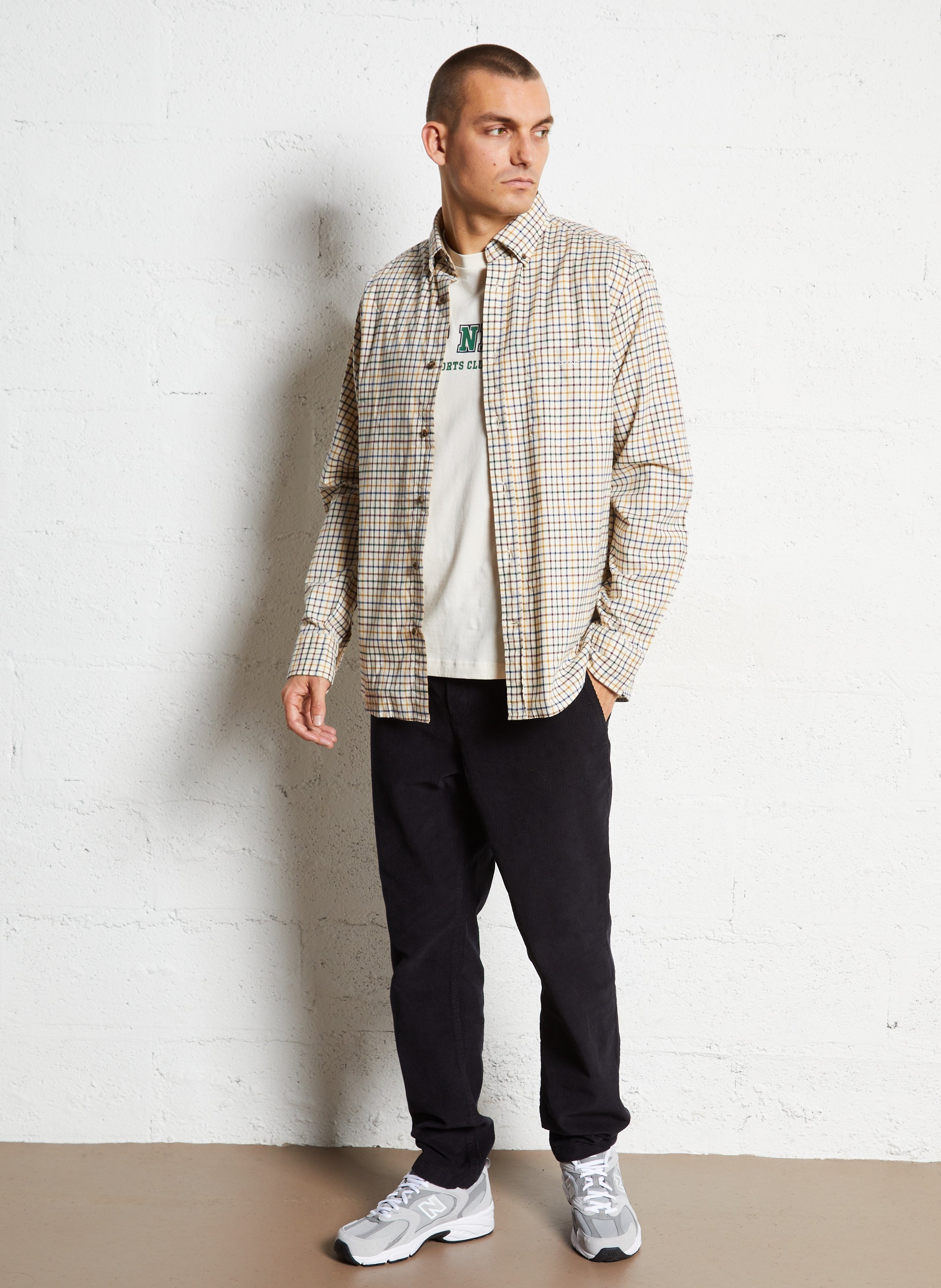 Straight shirt with American collar in cotton checks GANT Brown