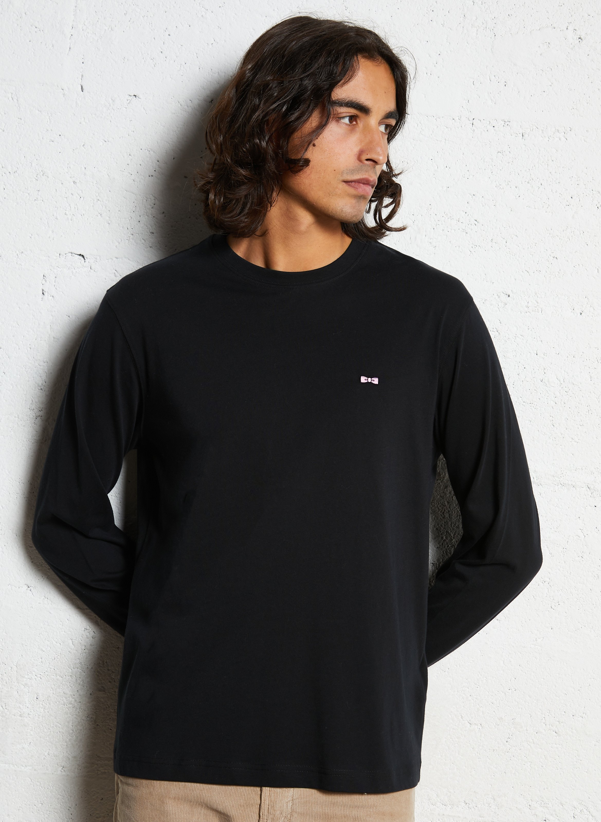 Tee-shirt droit col rond brodé en coton EDEN PARK