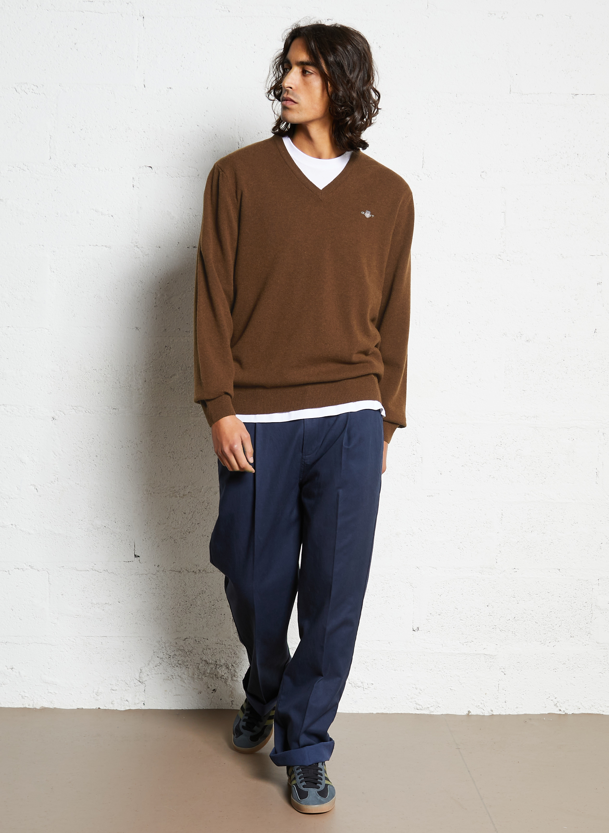 Wool V-neck sweater GANT Brown