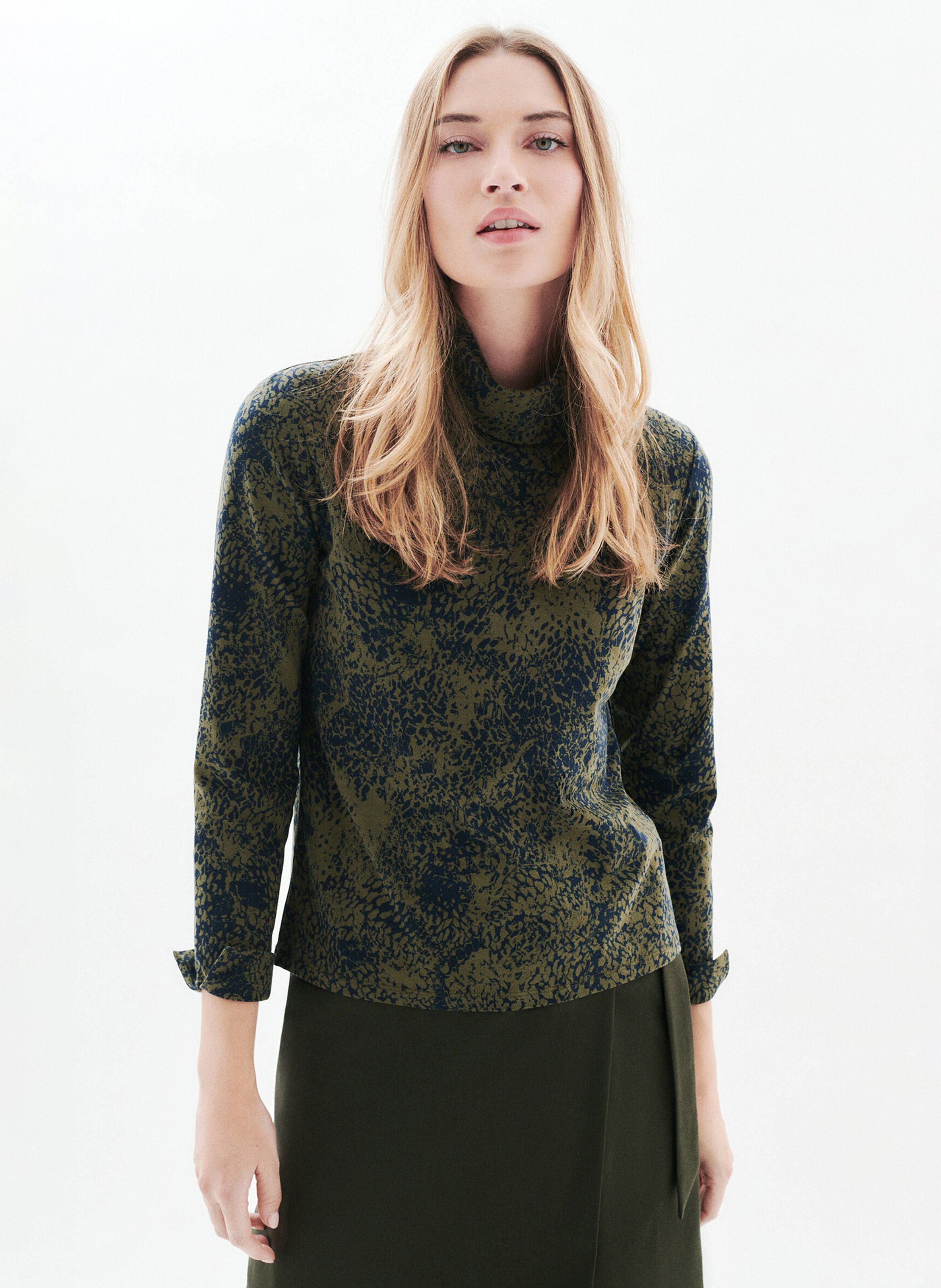 Top droit en coton mélangé CAROLL Vert