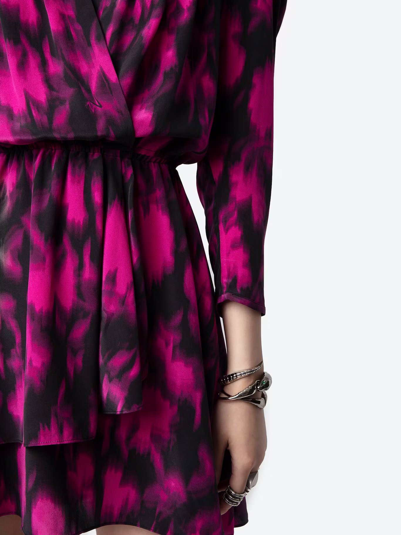 Robe col V imprimée en soie ZADIG&VOLTAIRE Noir