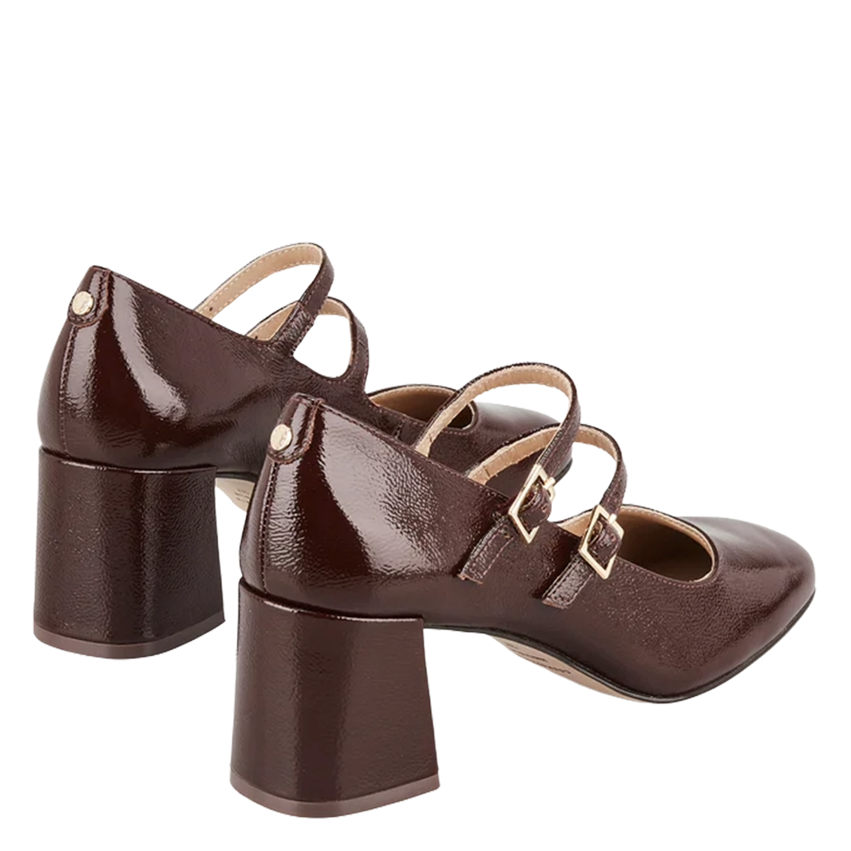 Enzo patent leather high heels with straps COSMOPARIS Brown