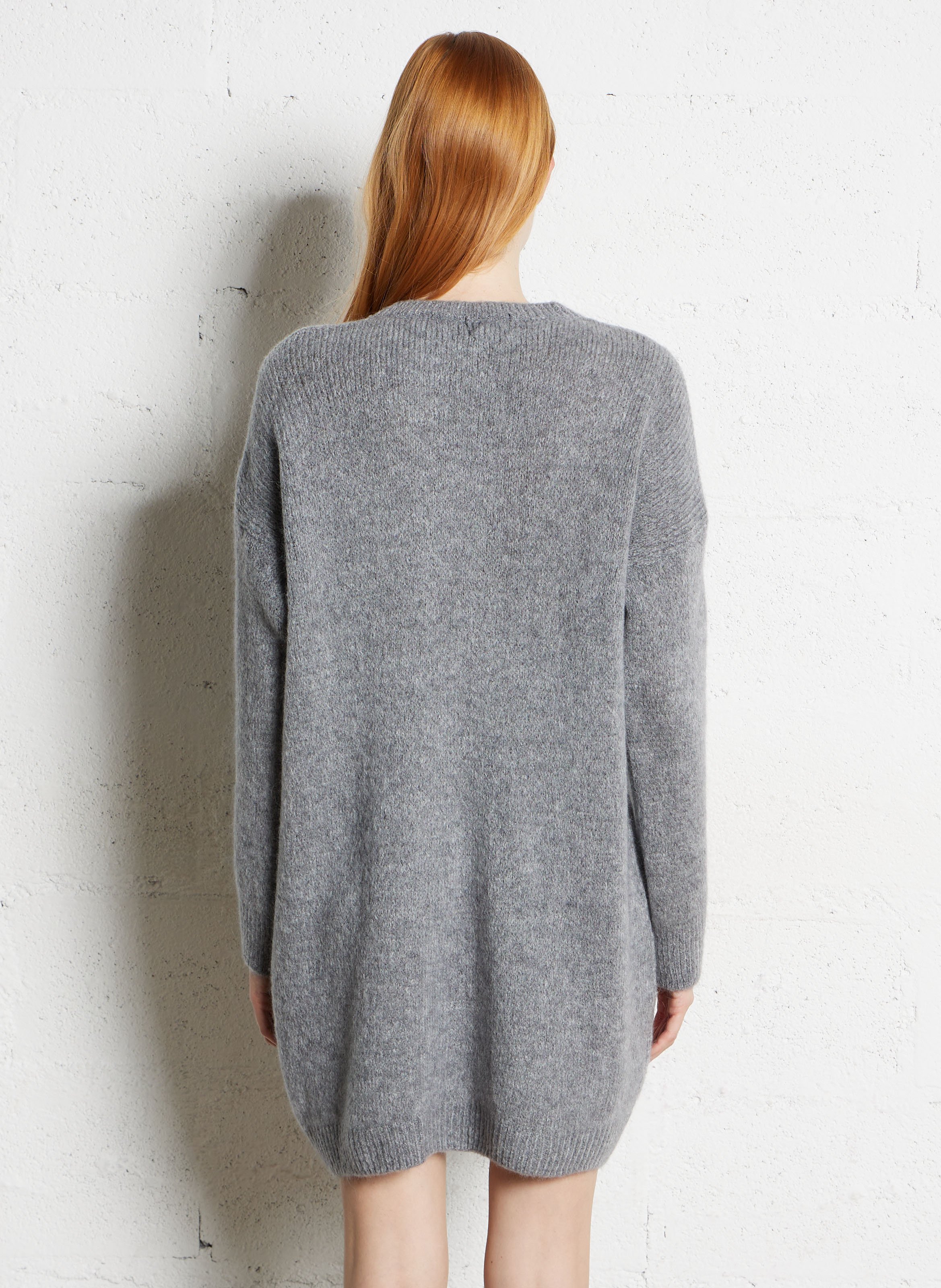 Jurk in rechte gebreide stof met ronde hals LA PETITE ETOILE Grijs