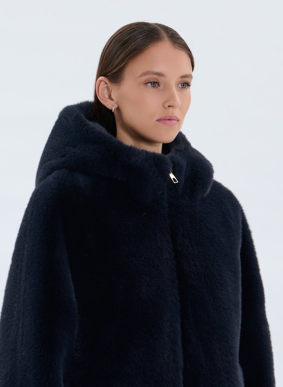 High neck coat with faux fur effect ZAPA Blue