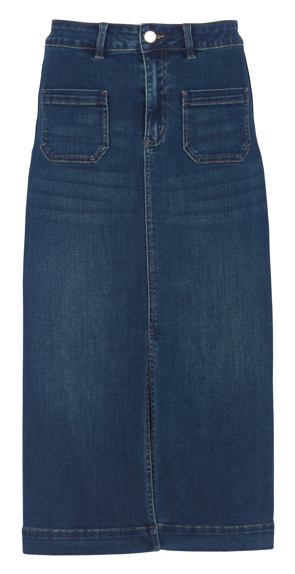 Jupe midi droite en denim de coton mélangé MAISON 123 Bleu