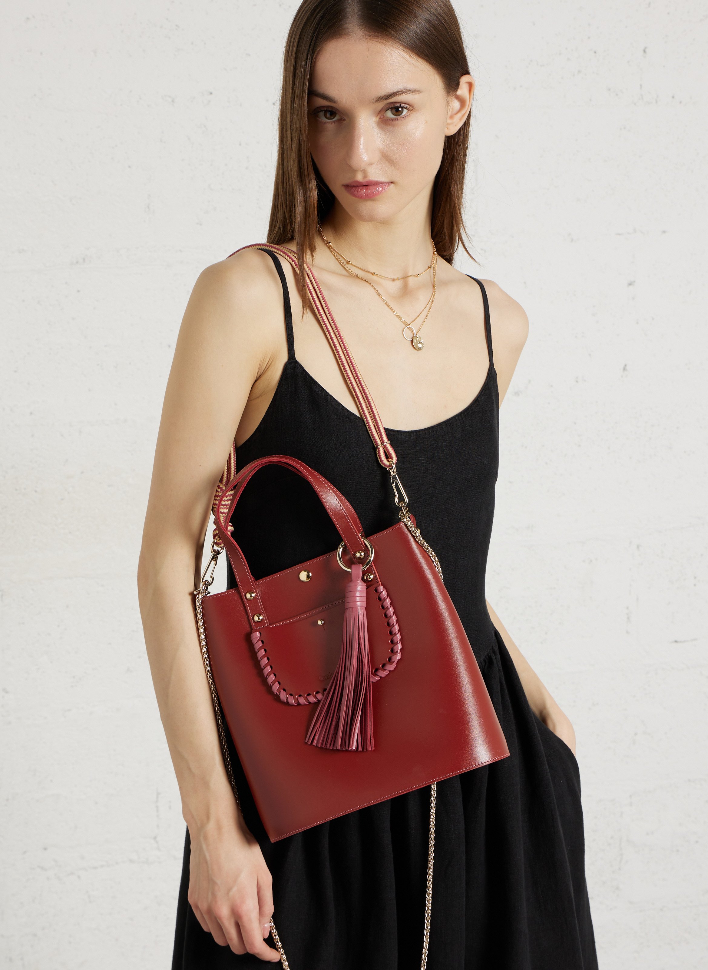 Bowlingtasche aus genarbtem Leder mit Reißverschluss CRAIE STUDIO Rot