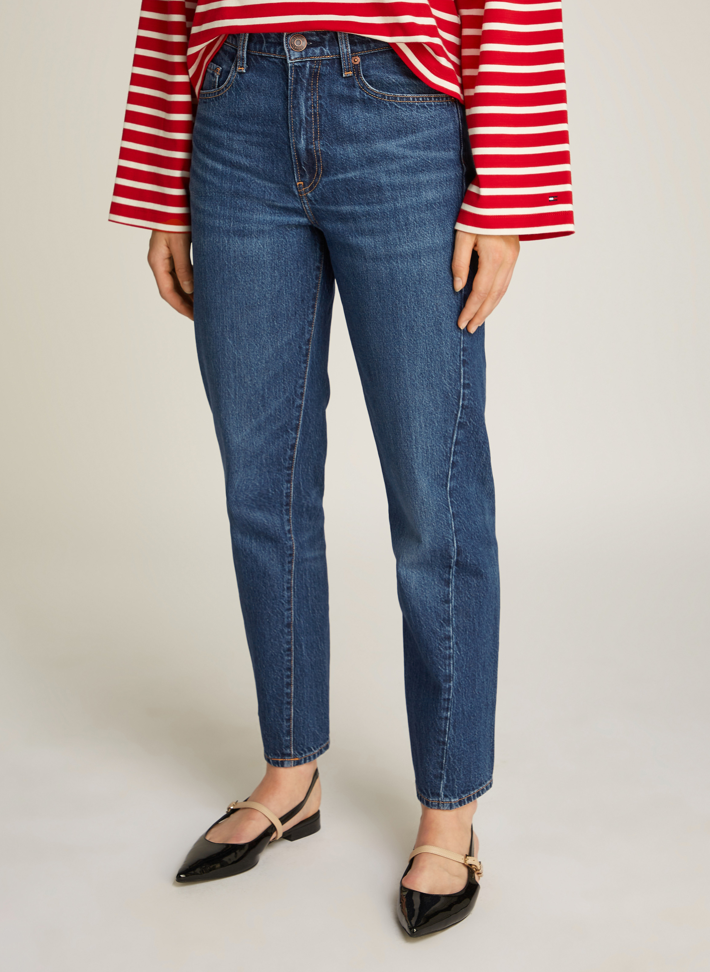 Jean droit en coton mélangé TOMMY HILFIGER Bleu