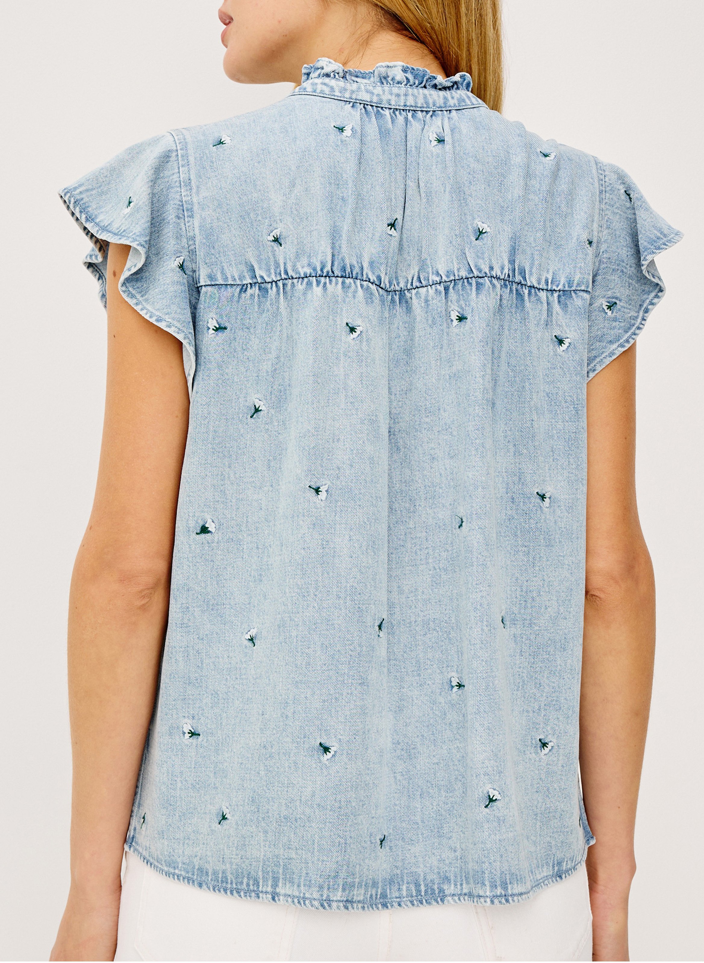 Round neck blouse with ruffles RAILS Blue