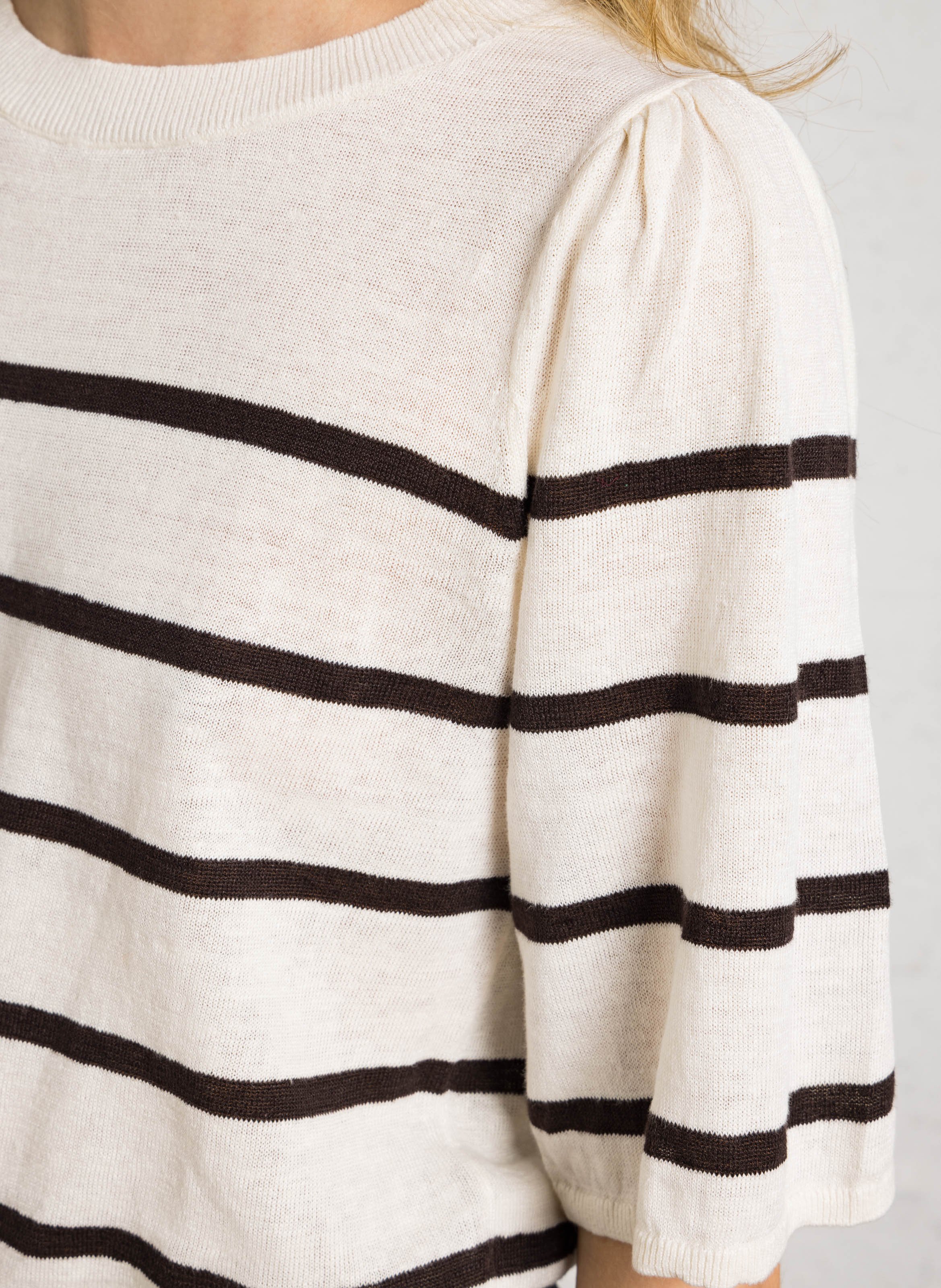 Striped round-neck sweater DES PETITS HAUTS Brown