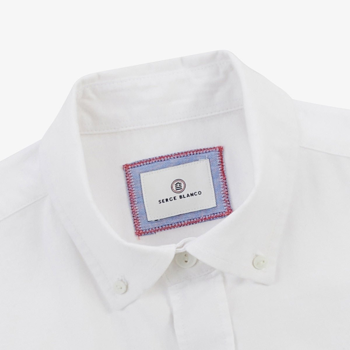 Long-sleeved cotton oxford shirt with tricolor trim SERGE BLANCO White