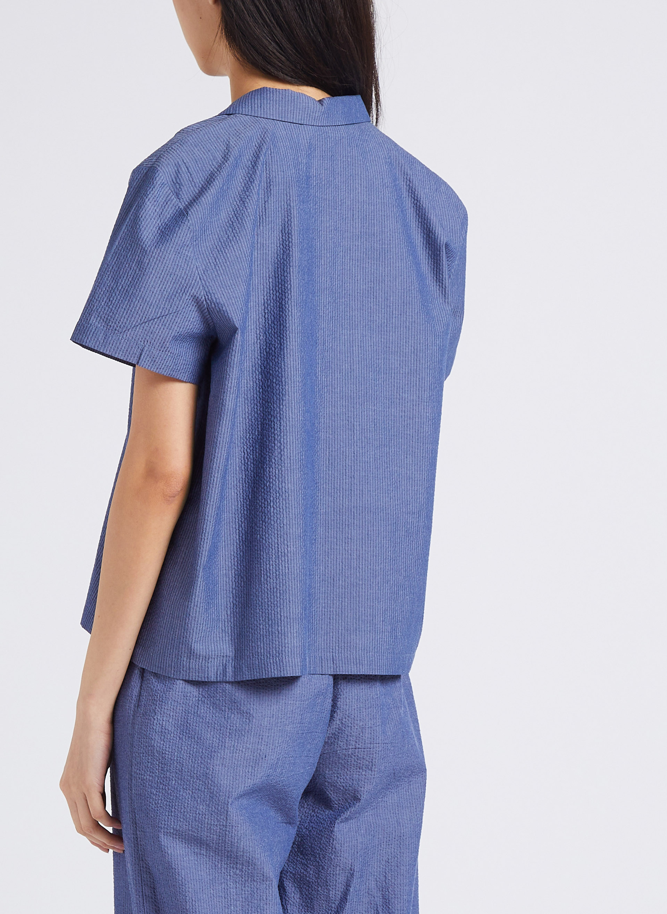 Katoenen blouse met klassieke kraag MAISON LABICHE Blauw