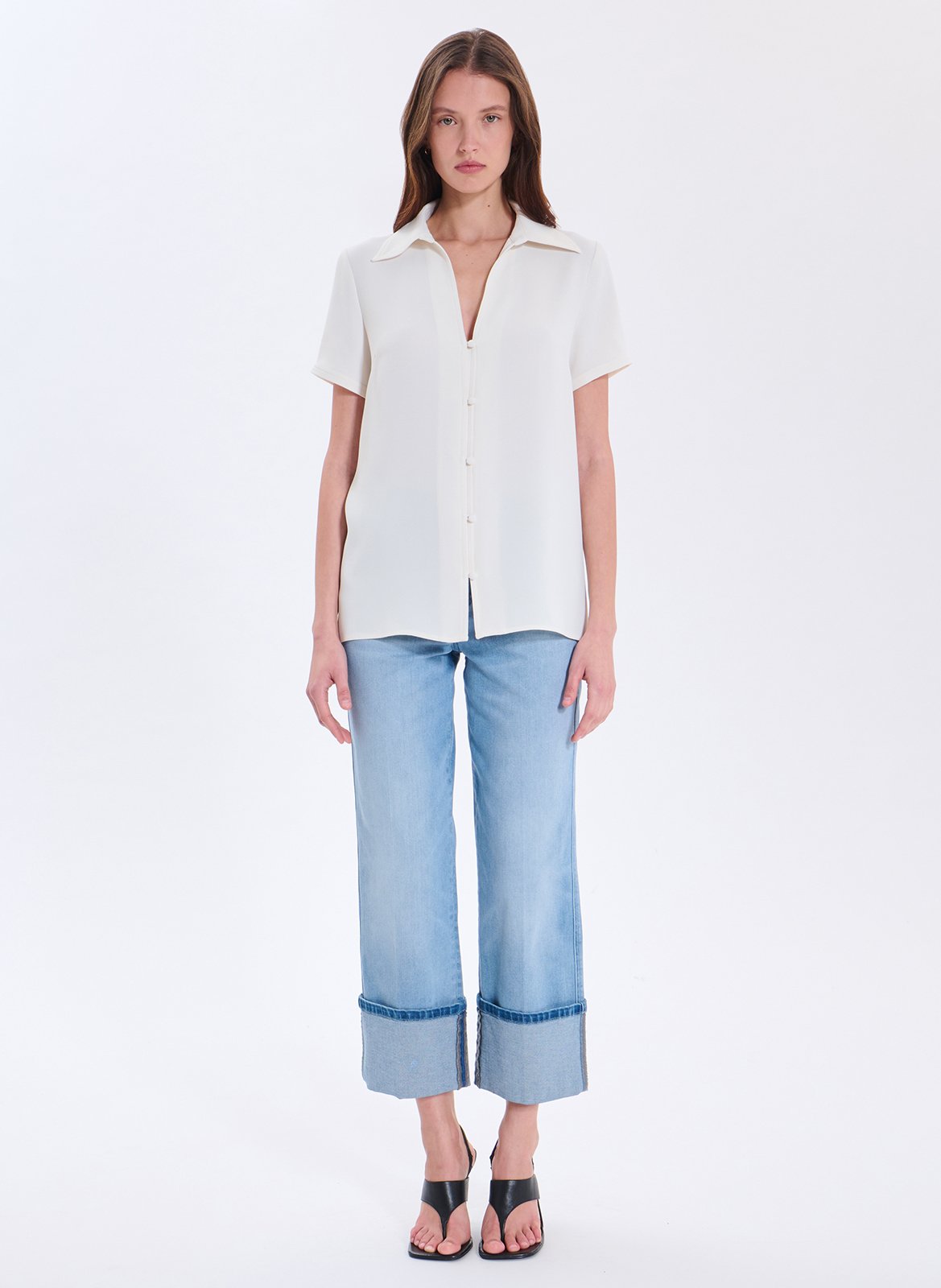 Chemisier droit manches courtes uni ZAPA Blanc