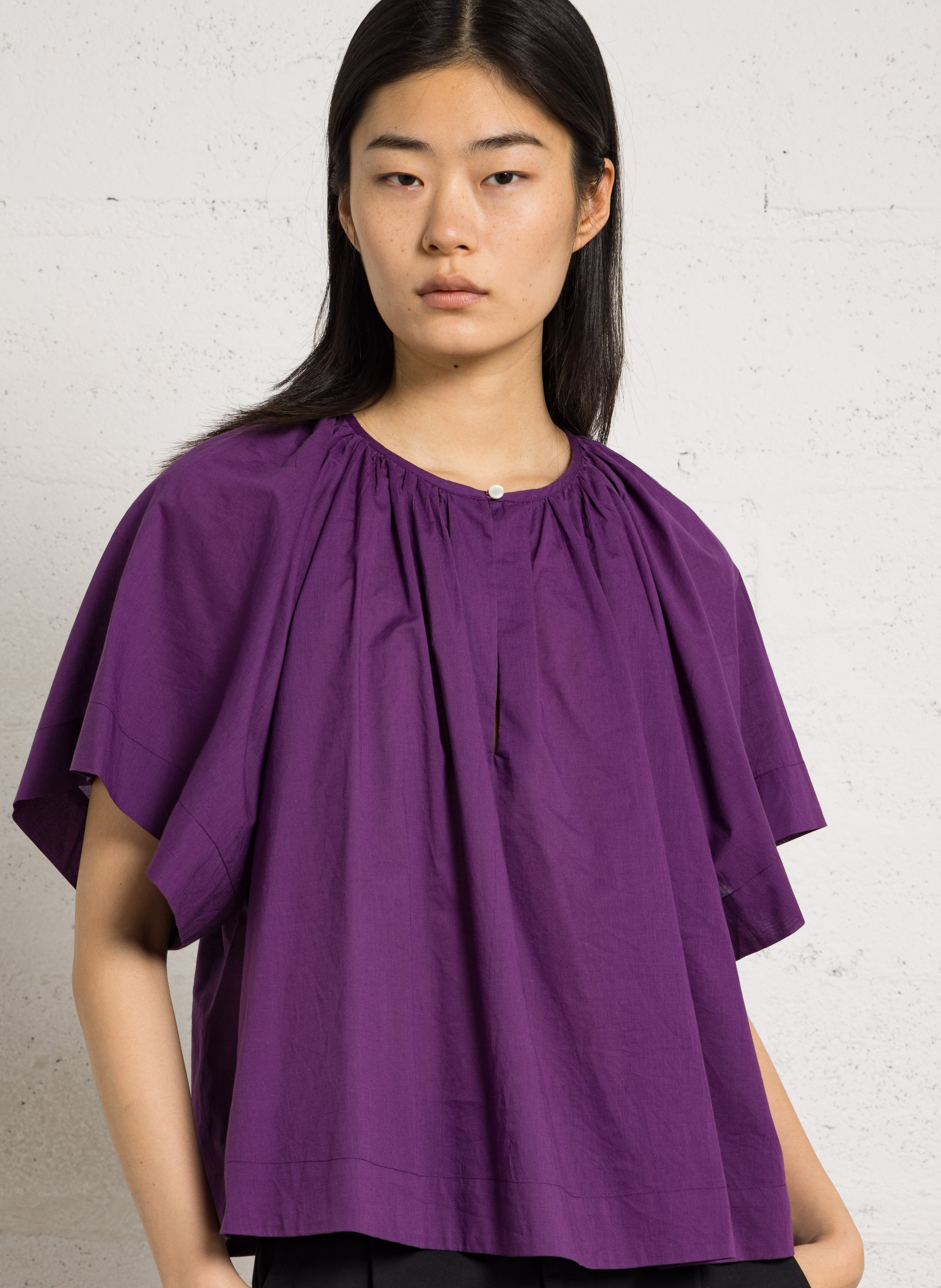 Baumwollbluse mit Rundhalsausschnitt BELLEPIECE