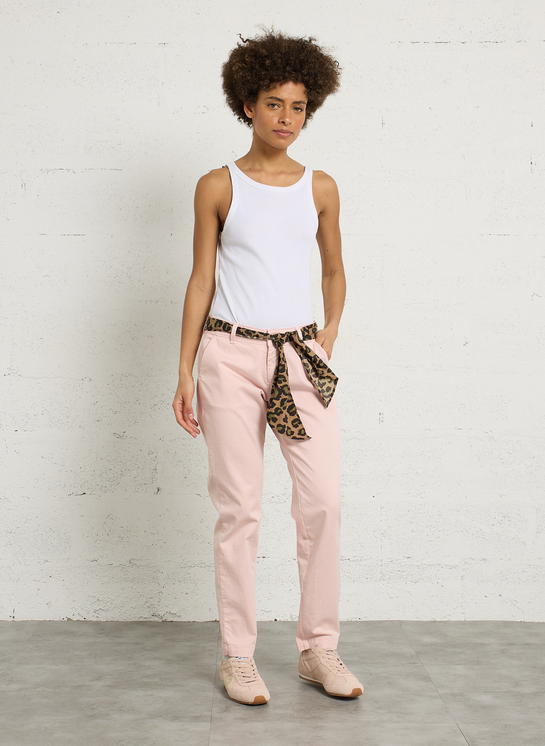 Pantalon droit en coton mélangé LE TEMPS DES CERISES Bleu