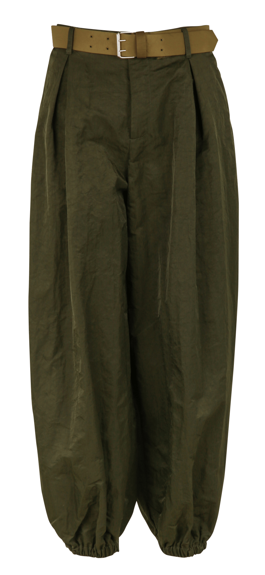 Solid color balloon pants with belt IMPERIAL Green