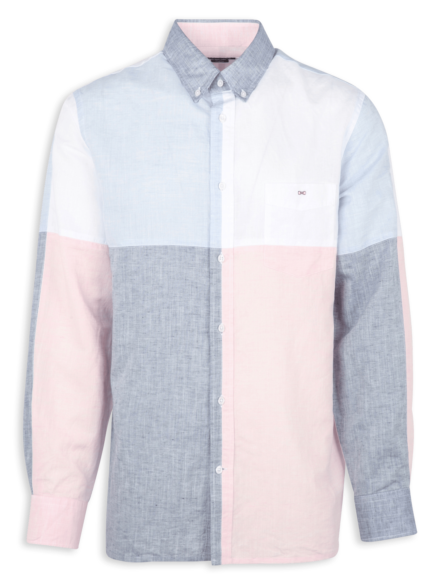 Chemise droite patchwork EDEN PARK Bleu