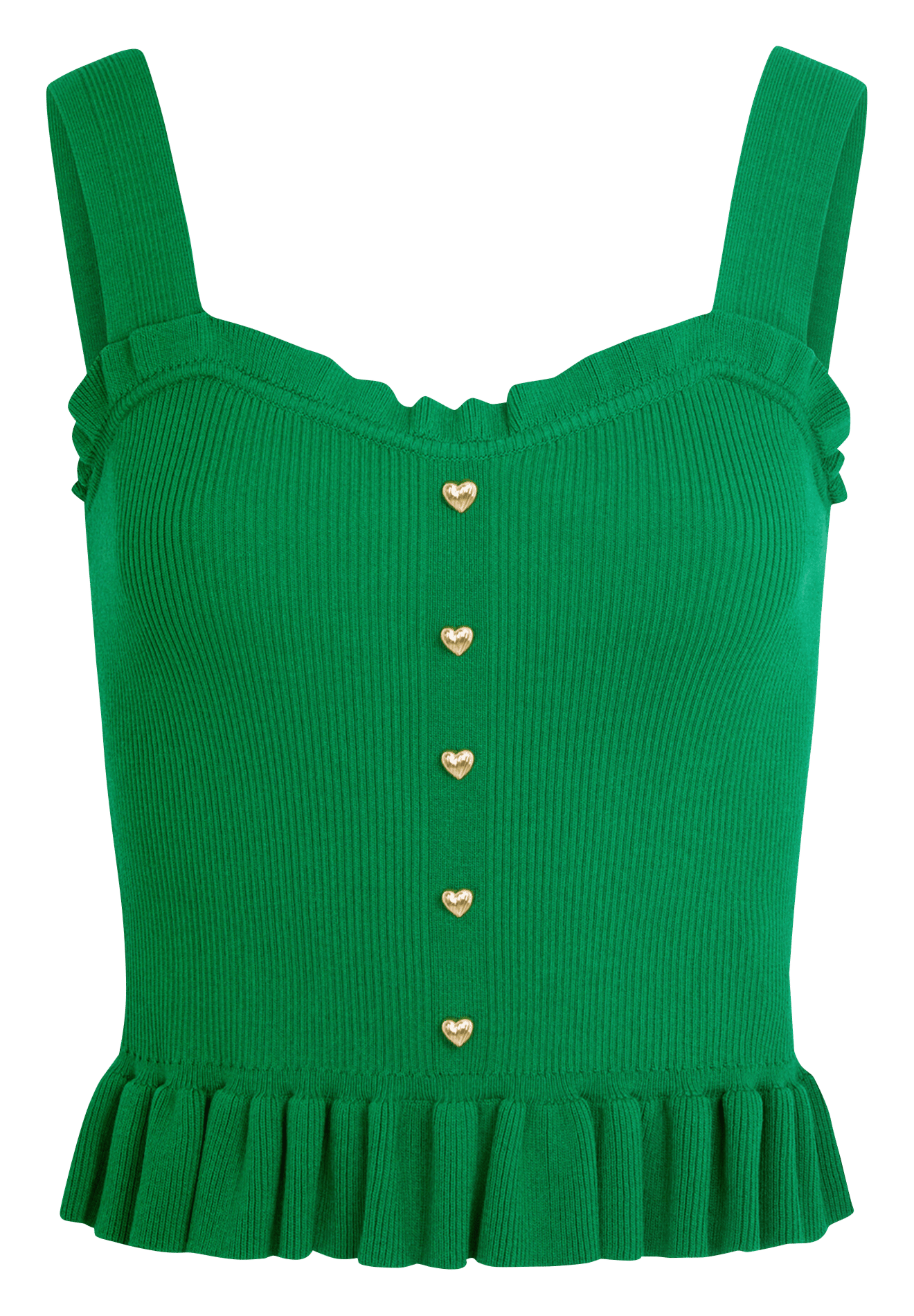 Solid knit strap top MORGAN Green
