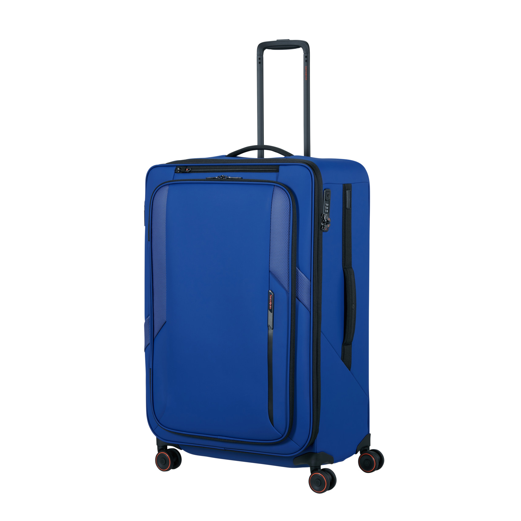 Glazed suitcase 4 wheels size L Blue