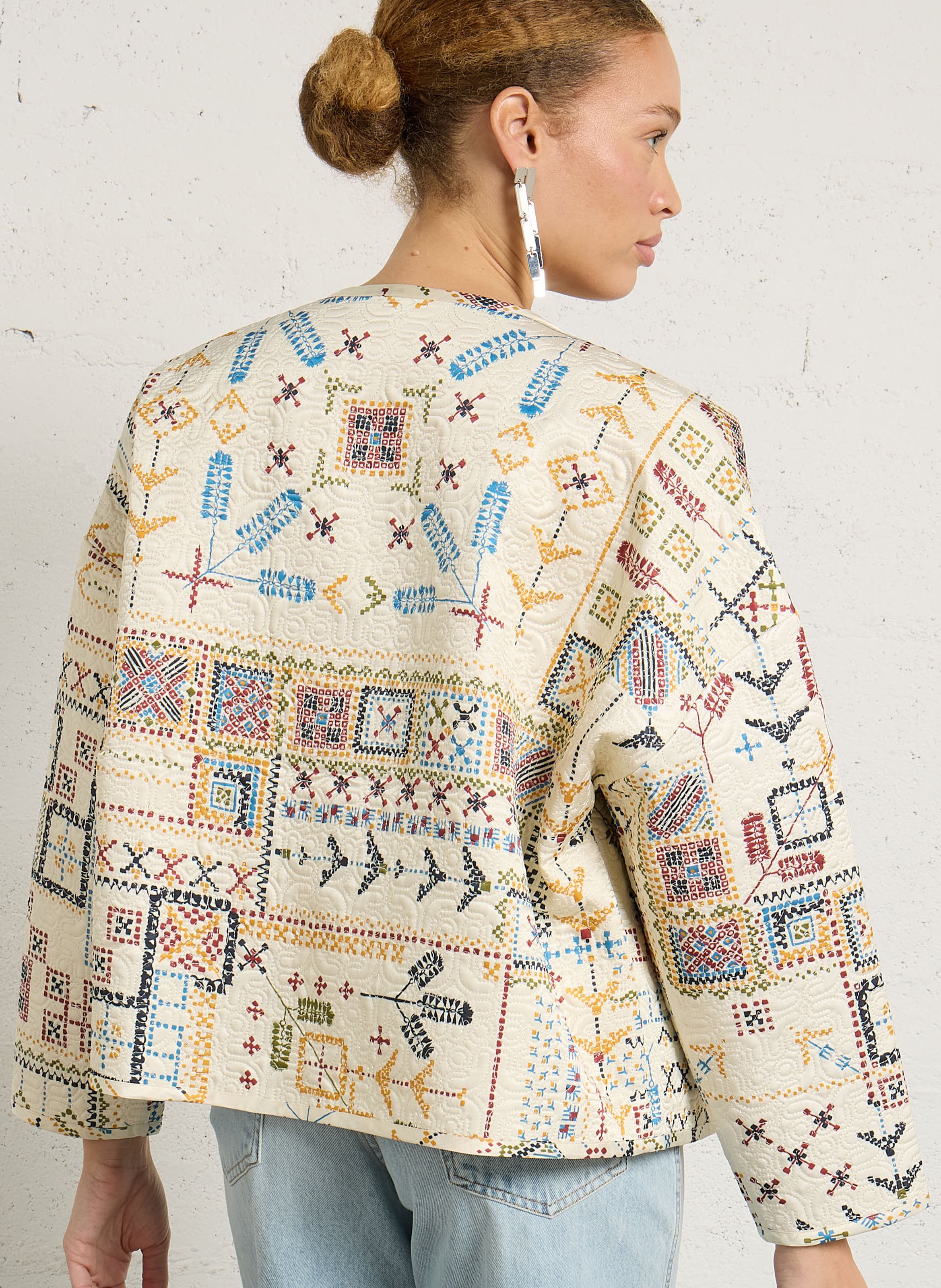 Veste droite col rond imprimé MOMONI Multicolore