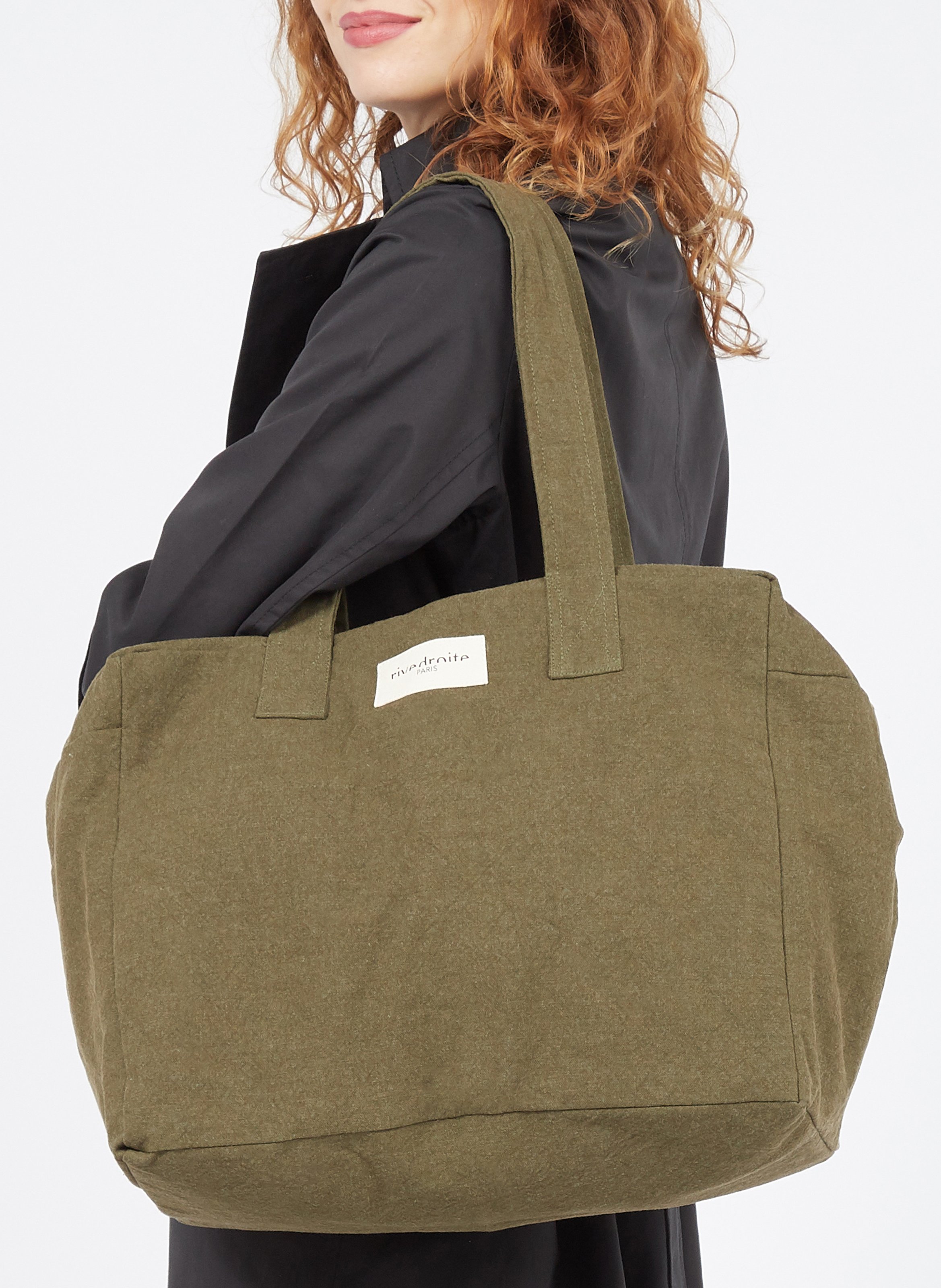 Weekender-Tasche aus recycelter Baumwolle RIVEDROITE PARIS Khaki