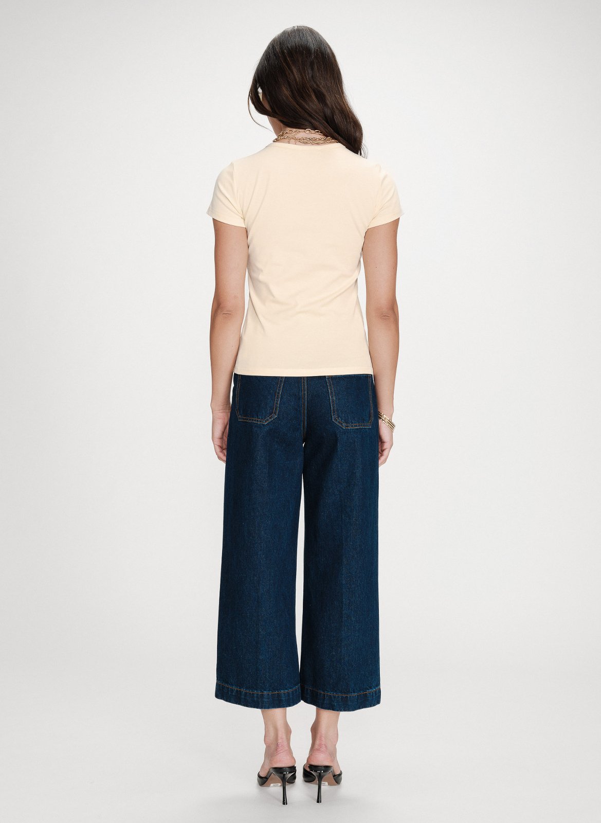 Tee-shirt col rond cintré sérigraphié en coton mélangé GRACE ET MILA Jaune