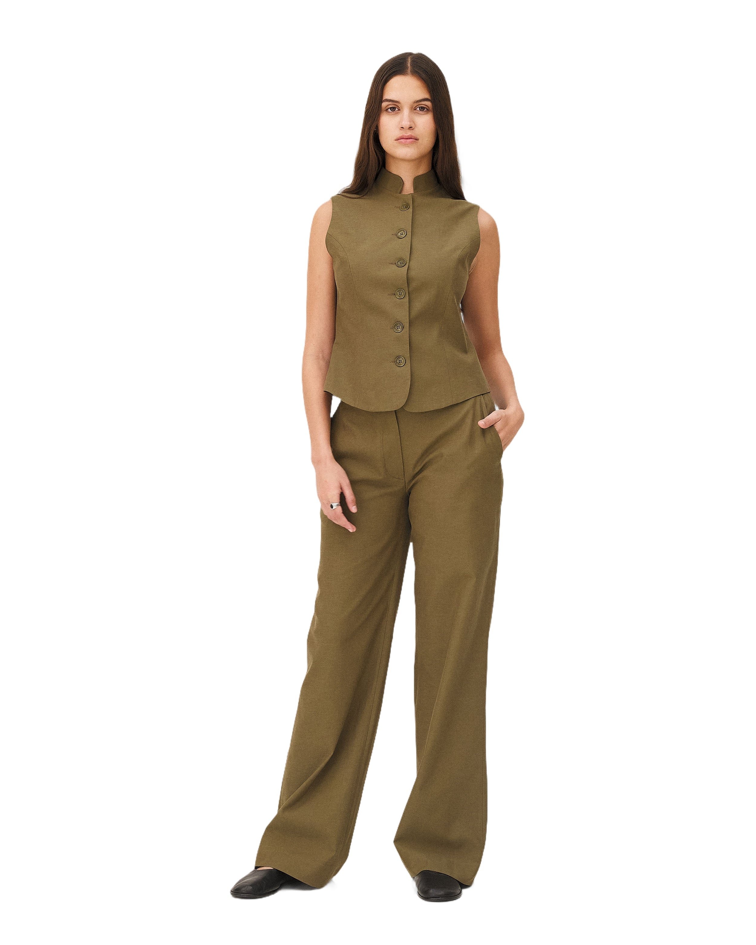Flared pants GILIA KHAKI BROWN Noyoco Brown