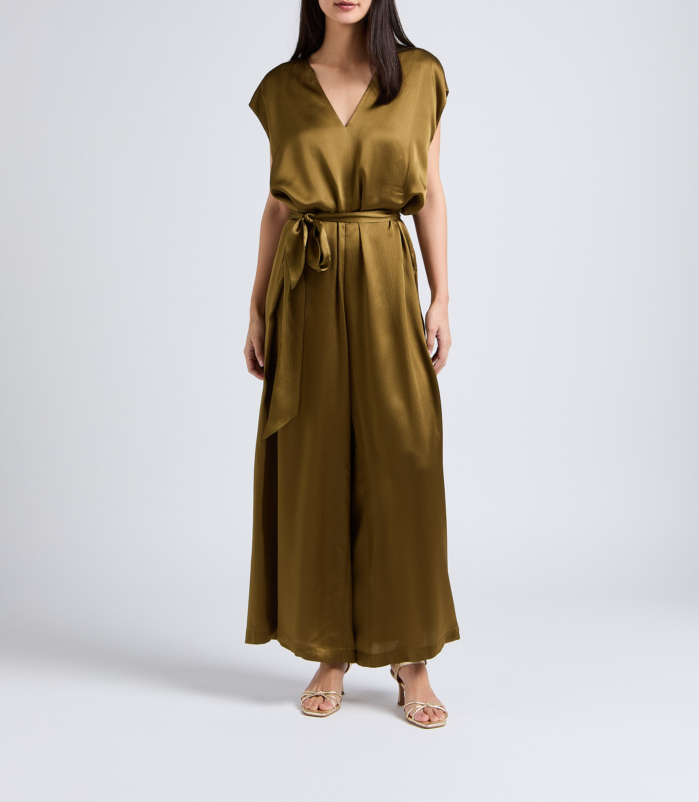 Combinaison pantalon large en soie KARMA KOMA Marron